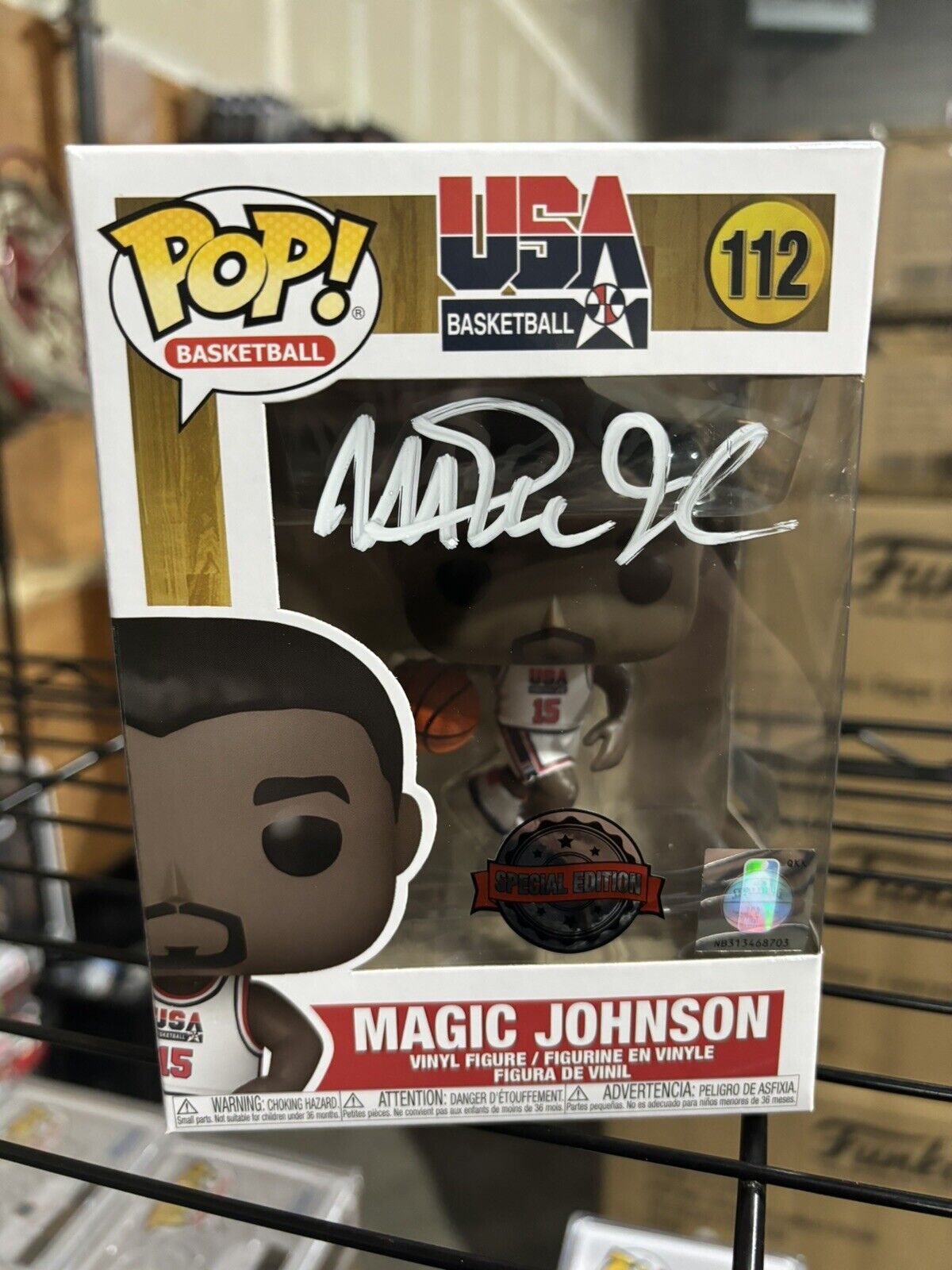 Magic Johnson signed funko pop team USA with coa