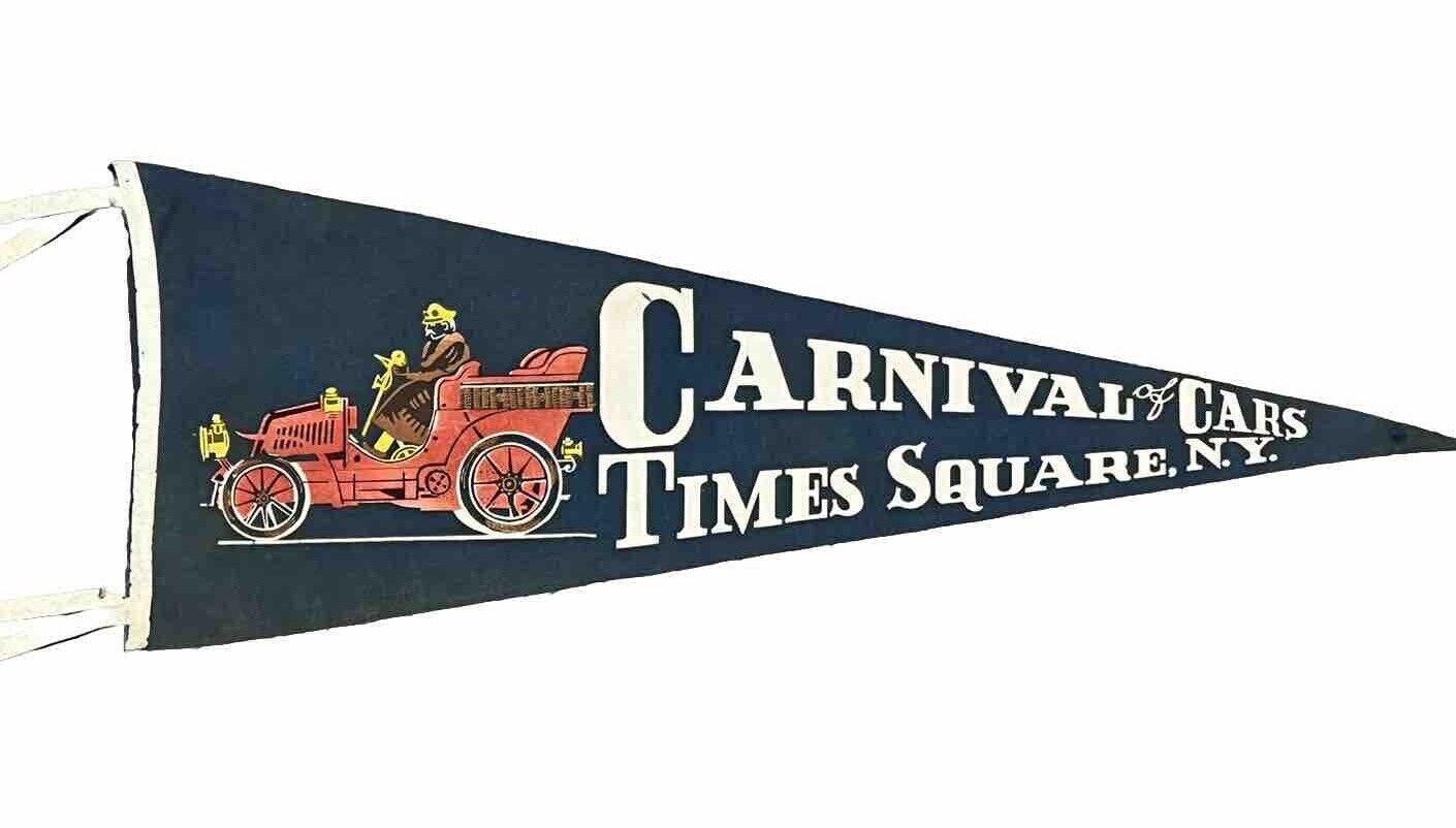✨RARE VTG Carnival Of Cars Automobile Souvenir Pennant Gas Oil Times Square NY✨