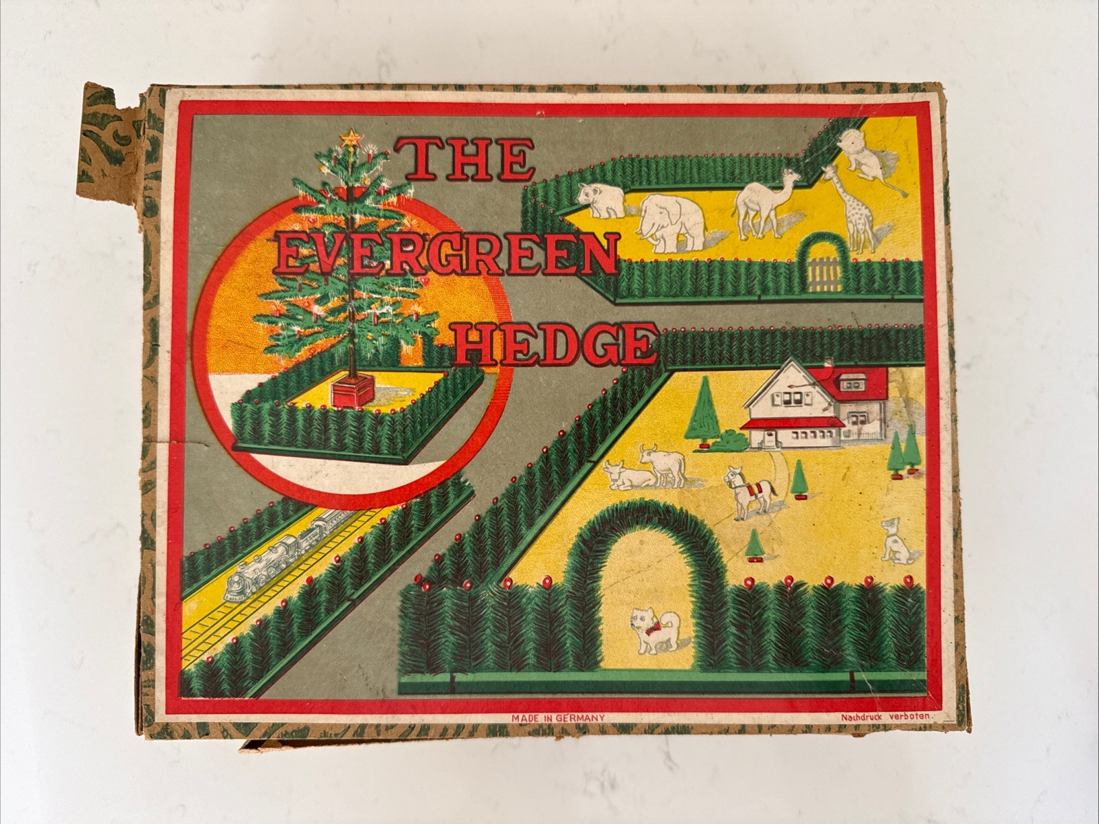 RARE Vintage The Evergreen Hedge Christmas Toy Fence Made In Germany With Box RARE Vintage The Evergreen Hedge Christmas Toy Fence Made In Germany With Box