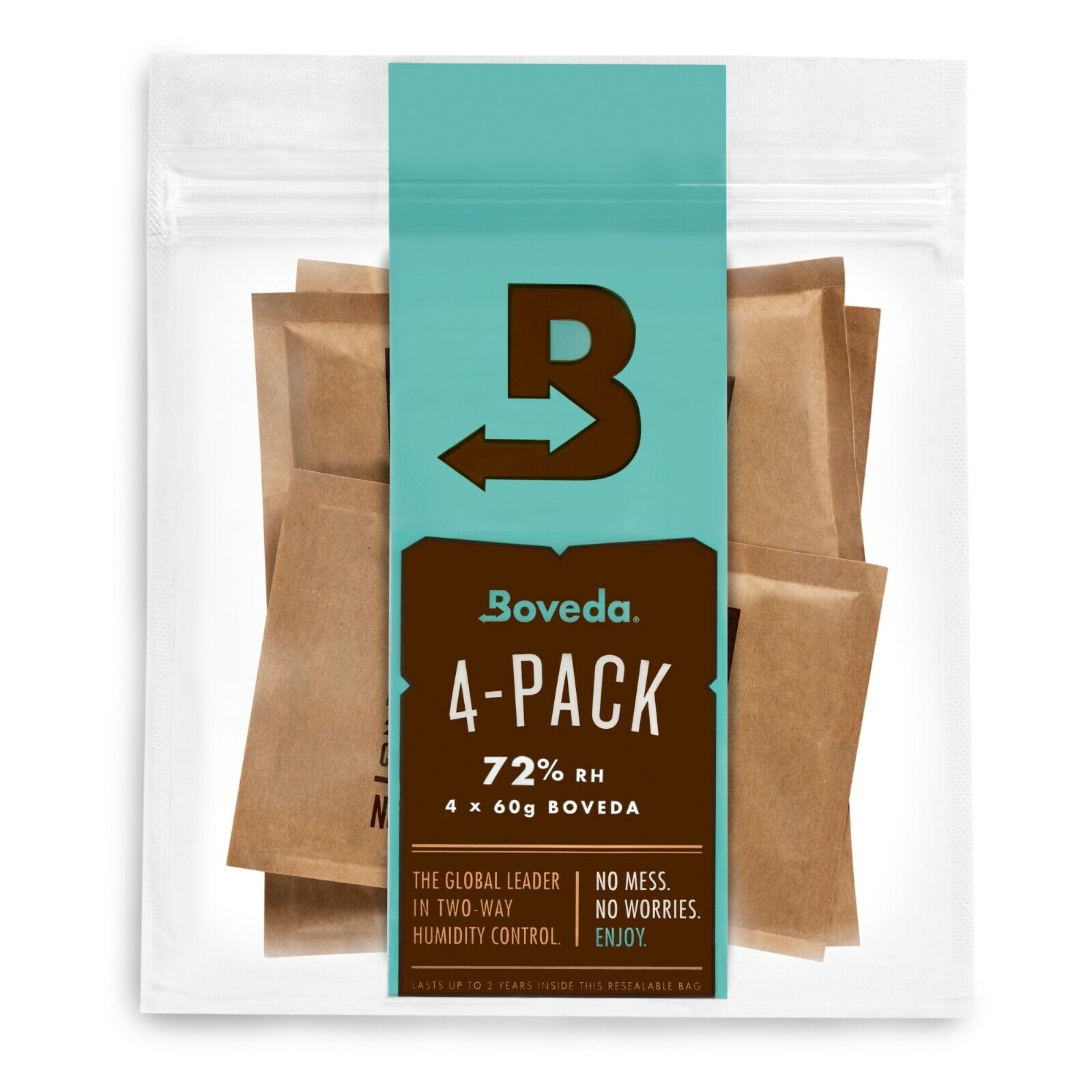 Boveda 72% RH 2-Way Humidity Control - Protects & Restores - Size 60 - 4 Count