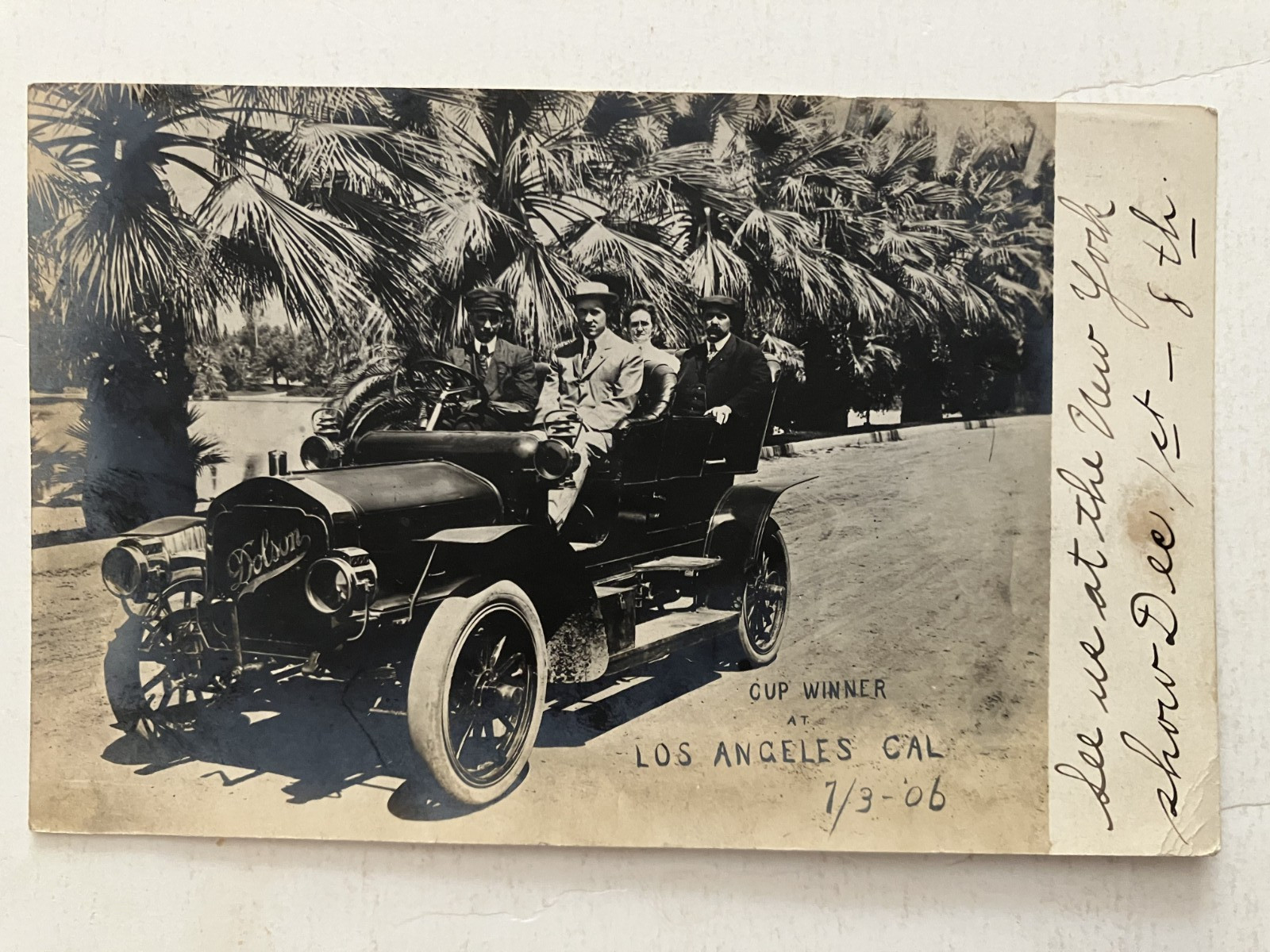 RPPC -DOLSON AUTO CUP WINNER AT LOS ANGELES SHOW 1906 Postcard RPPC -DOLSON AUTO CUP WINNER AT LOS ANGELES SHOW 1906 Postcard