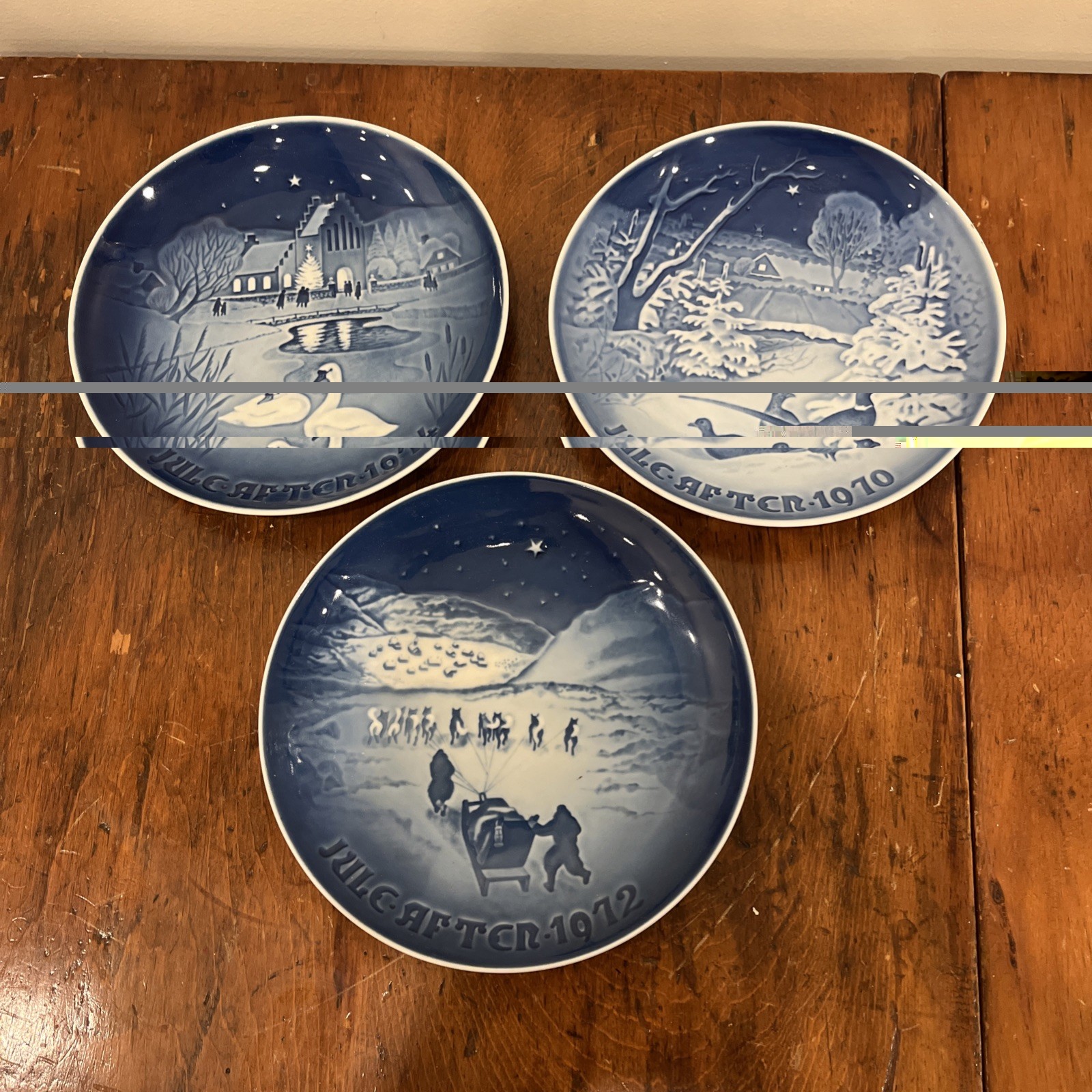 1970, 1972, 1974 Lot 3 Bing & Grondahl porcelain Christmas plates 1970, 1972, 1974 Lot 3 Bing & Grondahl porcelain Christmas plates