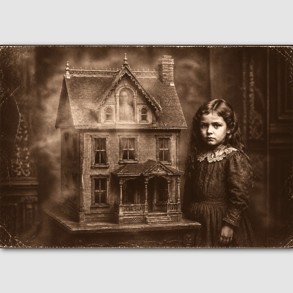 Creepy Victorian Spirit Photograph Photo Print Haunted Girls Dollhouse Ghost 97
