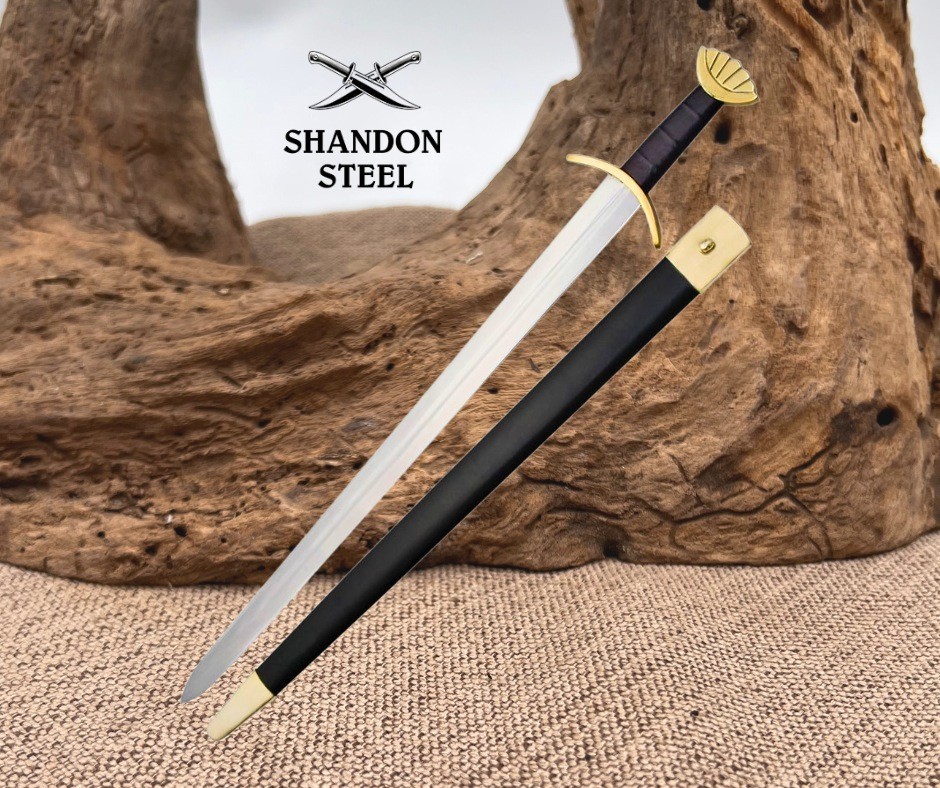 Ulfberht Lobed Viking Sword Brass Guard Handmade 1045 HC Steel Full Tang 887 Ulfberht Lobed Viking Sword Brass Guard Handmade 1045 HC Steel Full Tang 887