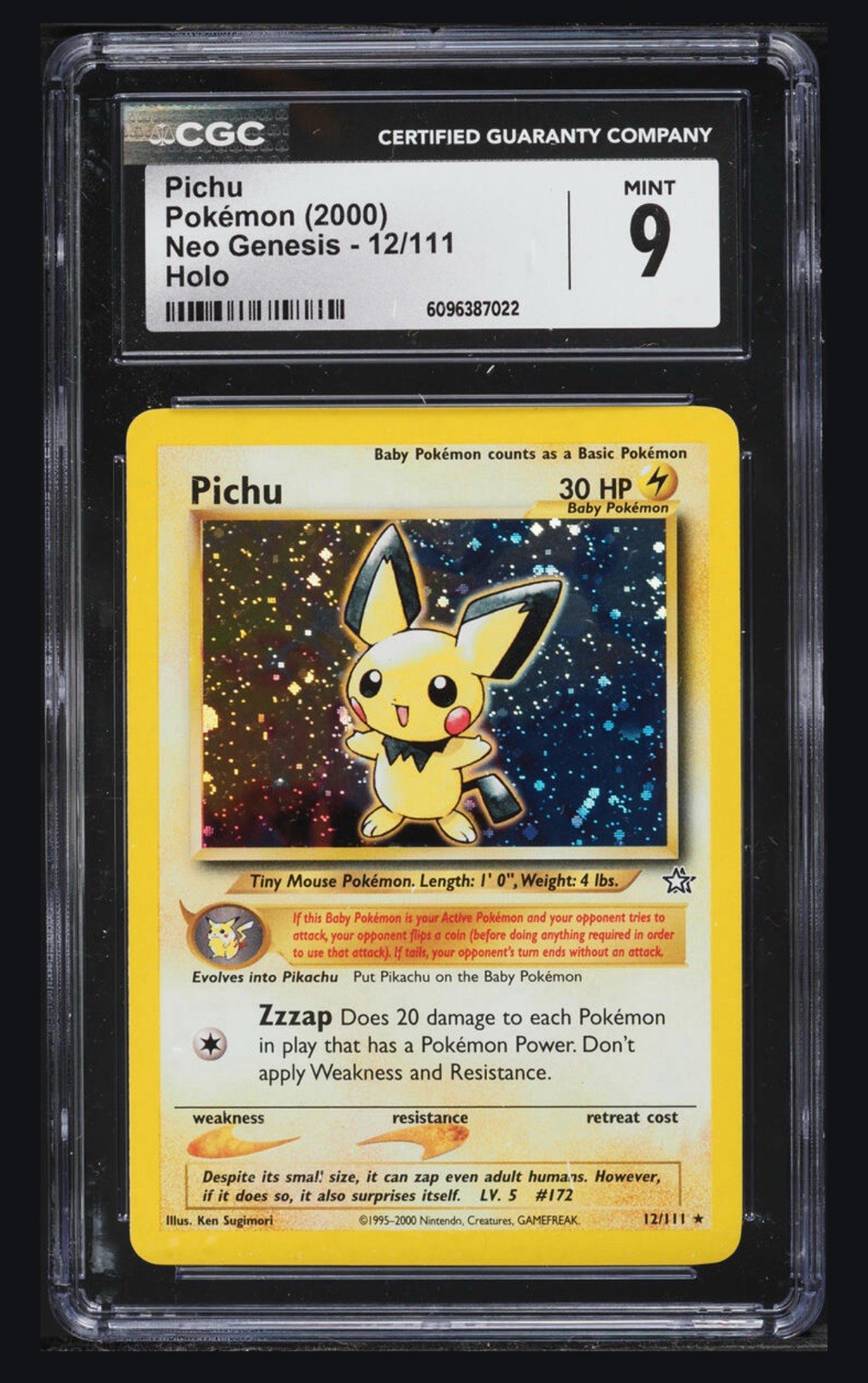 CGC 9 Pichu Holo #12/111 Neo Genesis 2000 Pokémon English Card CGC 9 Pichu Holo #12/111 Neo Genesis 2000 Pokémon English Card