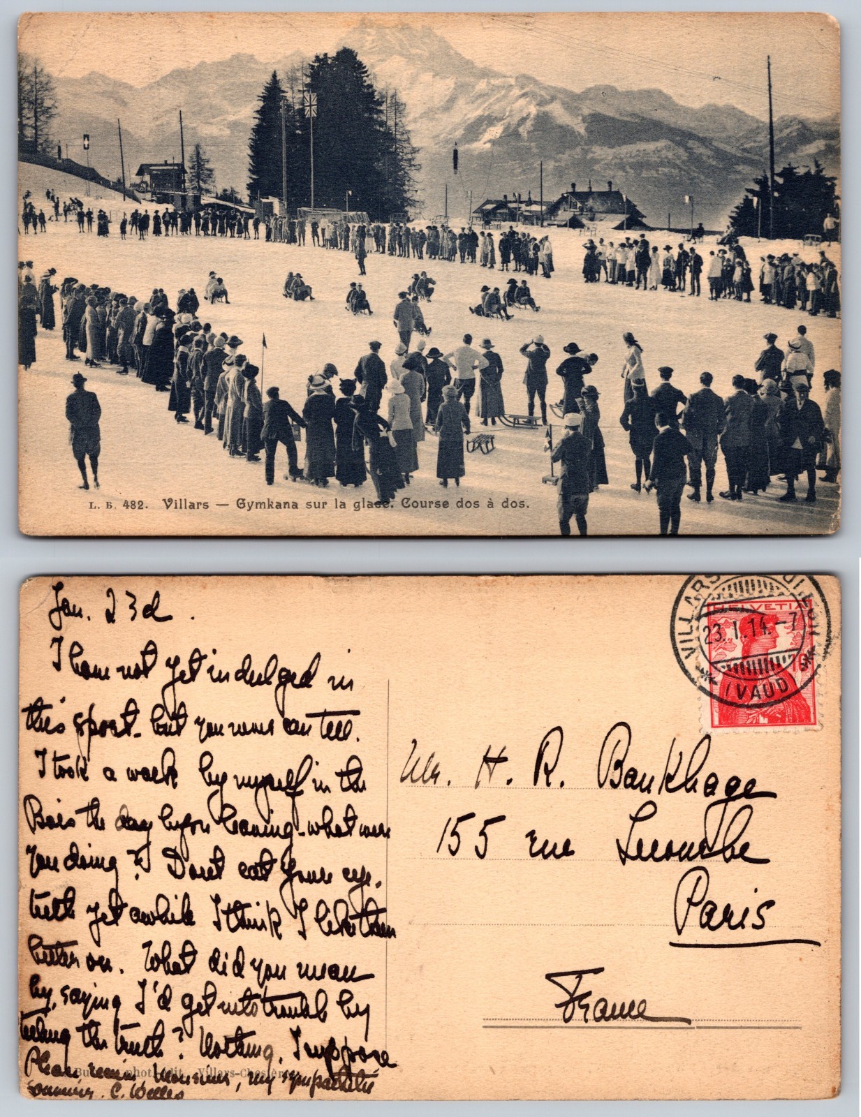 Villars Gymkhana Sur Glace France Postcard