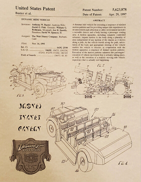 Disneyland Indiana Jones Adventure Ride US Patent Print