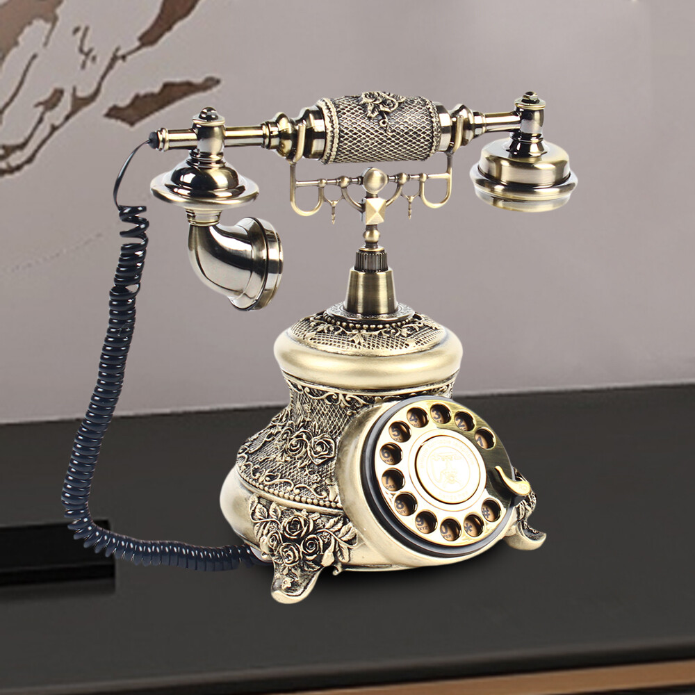 Vintage Rotary Dial Telephone Antique Brass Handset Retro Landline