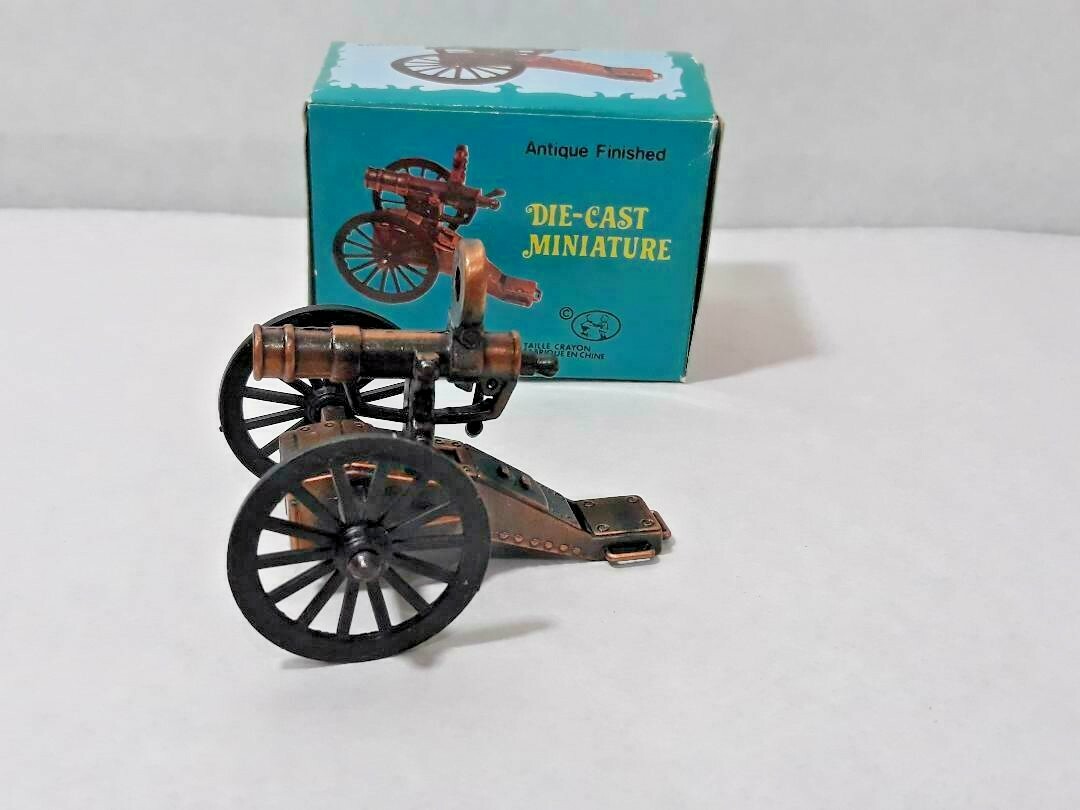 Vtg Antique Finish Die-cast Miniature Cannon Pencil Sharpener w/ Box ~Ships FREE Vtg Antique Finish Die-cast Miniature Cannon Pencil Sharpener w/ Box ~Ships FREE