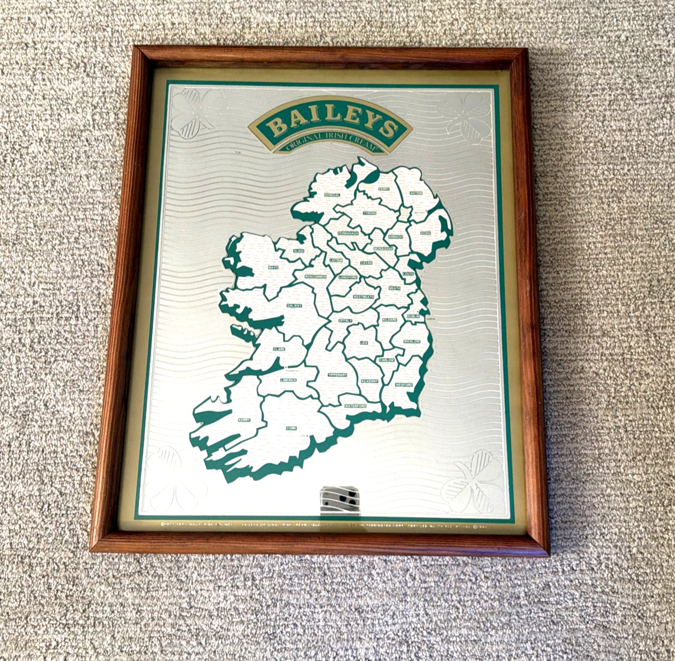 Rare Vintage Baileys Irish Cream / Aer Lingus Map of Ireland Bar Mirror Sign Rare Vintage Baileys Irish Cream / Aer Lingus Map of Ireland Bar Mirror Sign