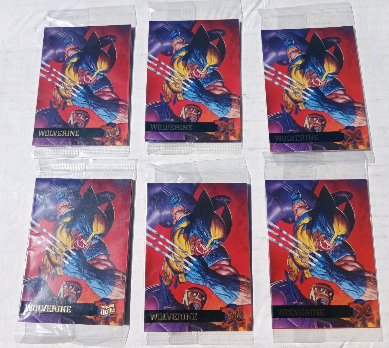 6 SEALED 95 Fleer Ultra X-Men Card Packs  #52 Wolverene Promo/Gam,Mag,Jug,ARC,