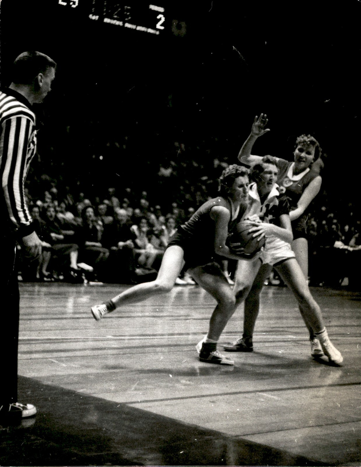GA104 Original Photo WOMENS BASKETBALL Fighting for Possession Referee Watching