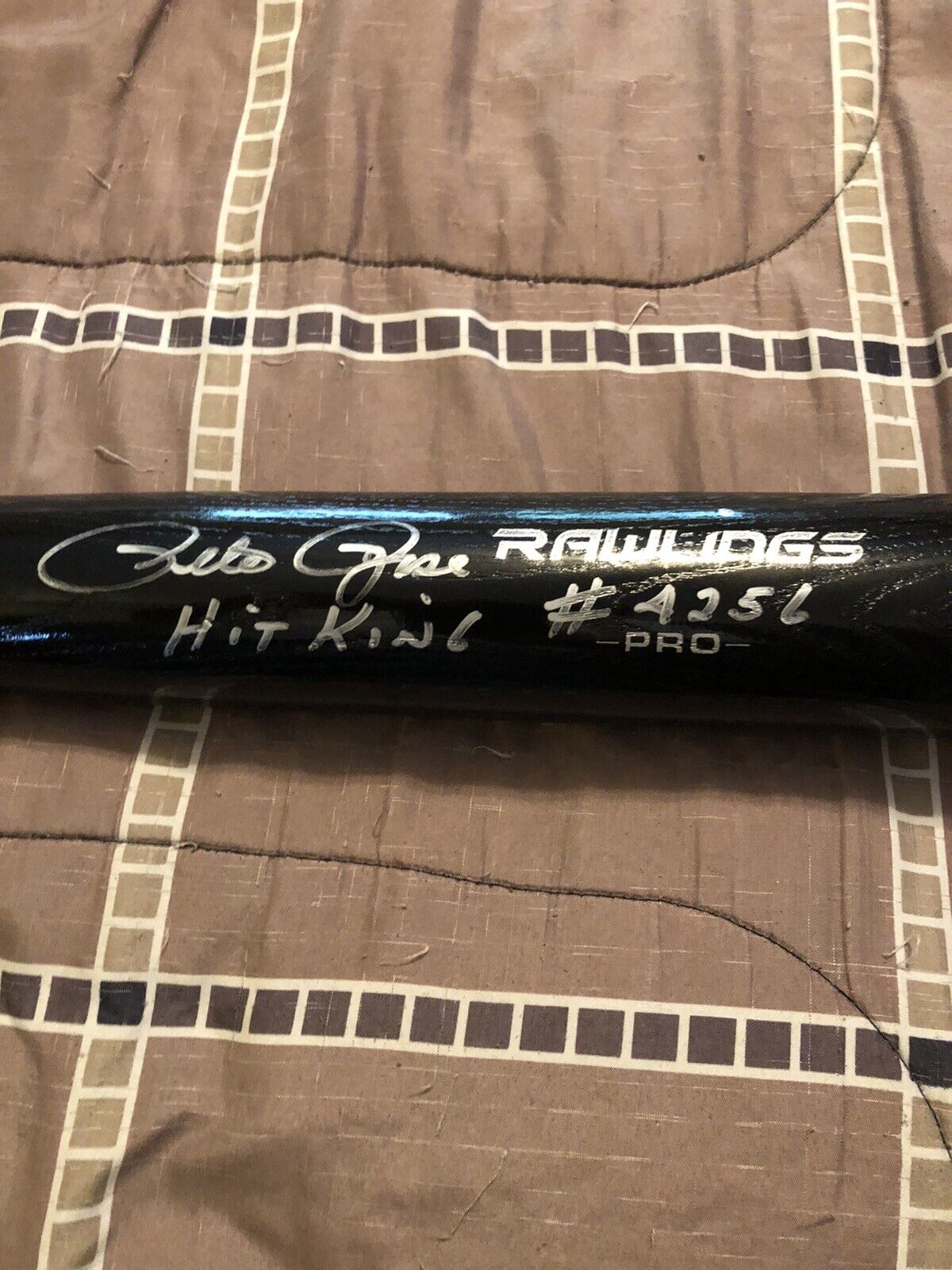 PETE ROSE AUTOGRAPHED SIGNED BLACK RAWLINGS BAT REDS \