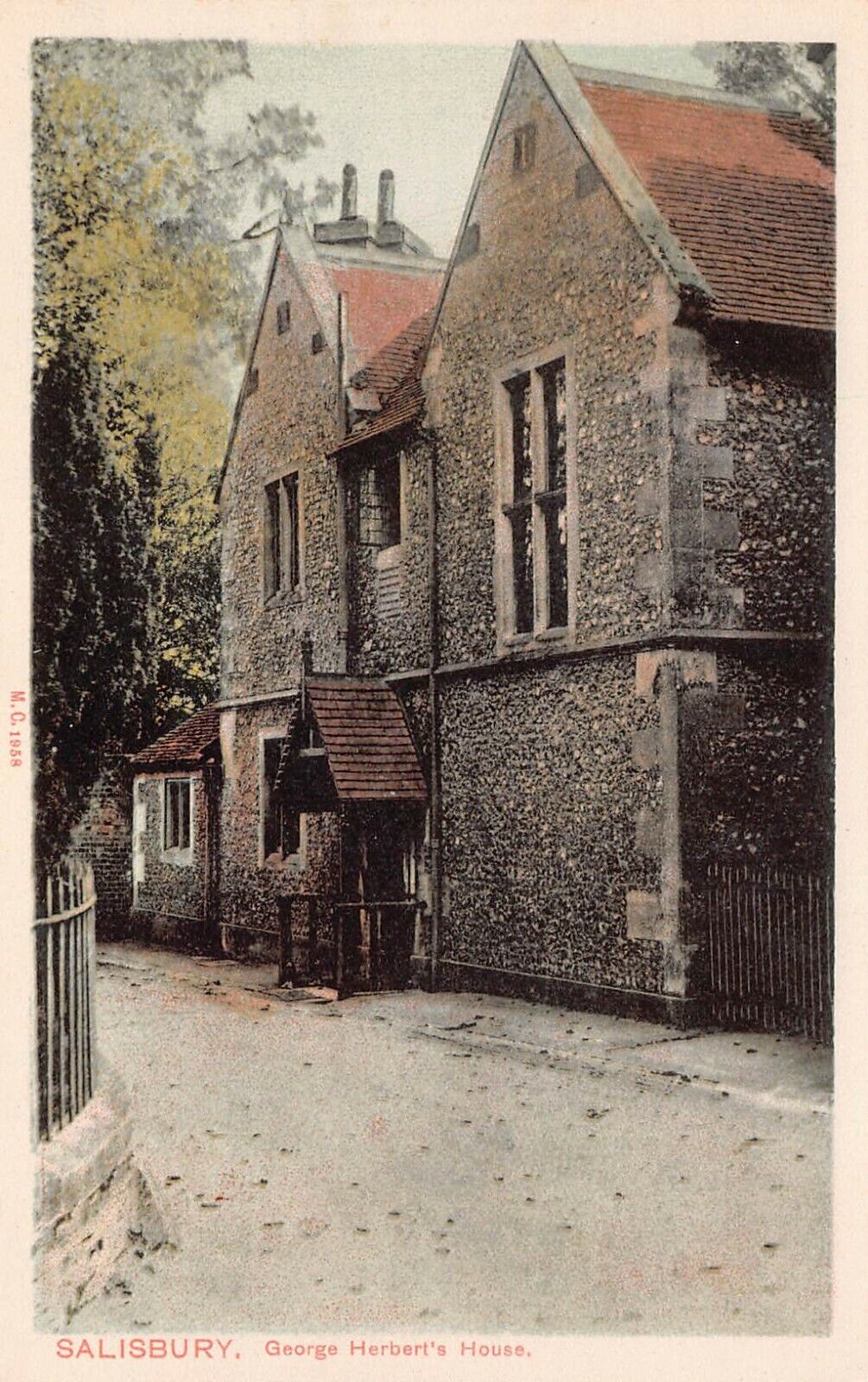 George Herbert's House, Salisbury, England, Early Postcard, Unused