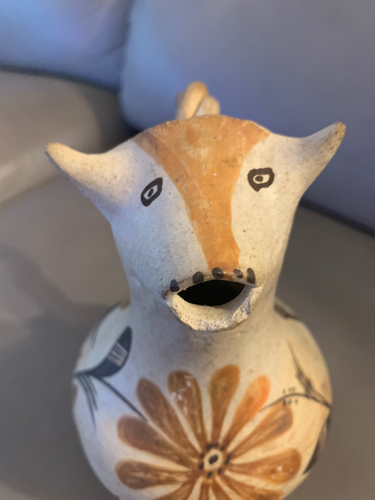 Vintage Acoma Pueblo Pottery Cow Effigy Pitcher, Unsigned, ca. 1935-1940, 6-1/4 Vintage Acoma Pueblo Pottery Cow Effigy Pitcher, Unsigned, ca. 1935-1940, 6-1/4