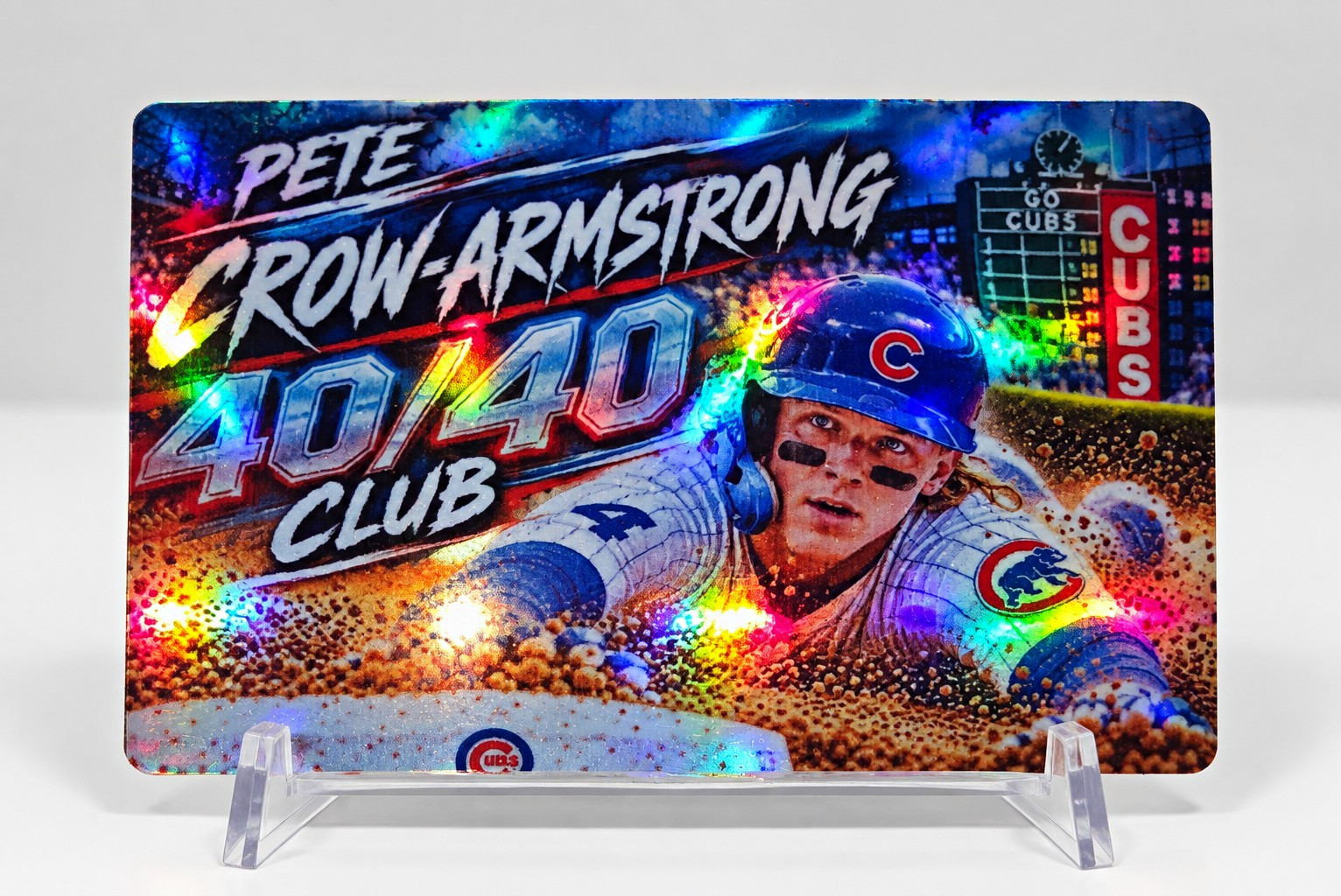 Pete Crow-Armstrong 40/40 Club Custom Holographic Chicago Cubs Card