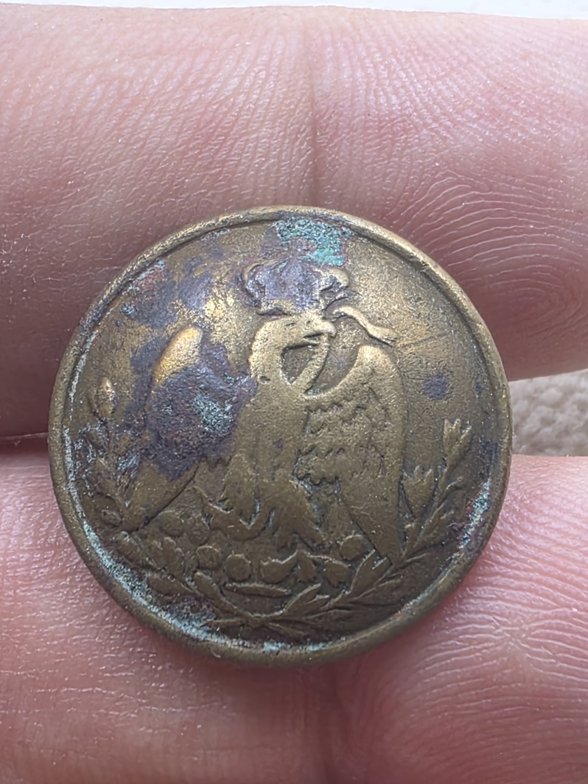 Mexico Maximiliano Military Dug Button French Mexican Empire Maximilian 21mm Mexico Maximiliano Military Dug Button French Mexican Empire Maximilian 21mm