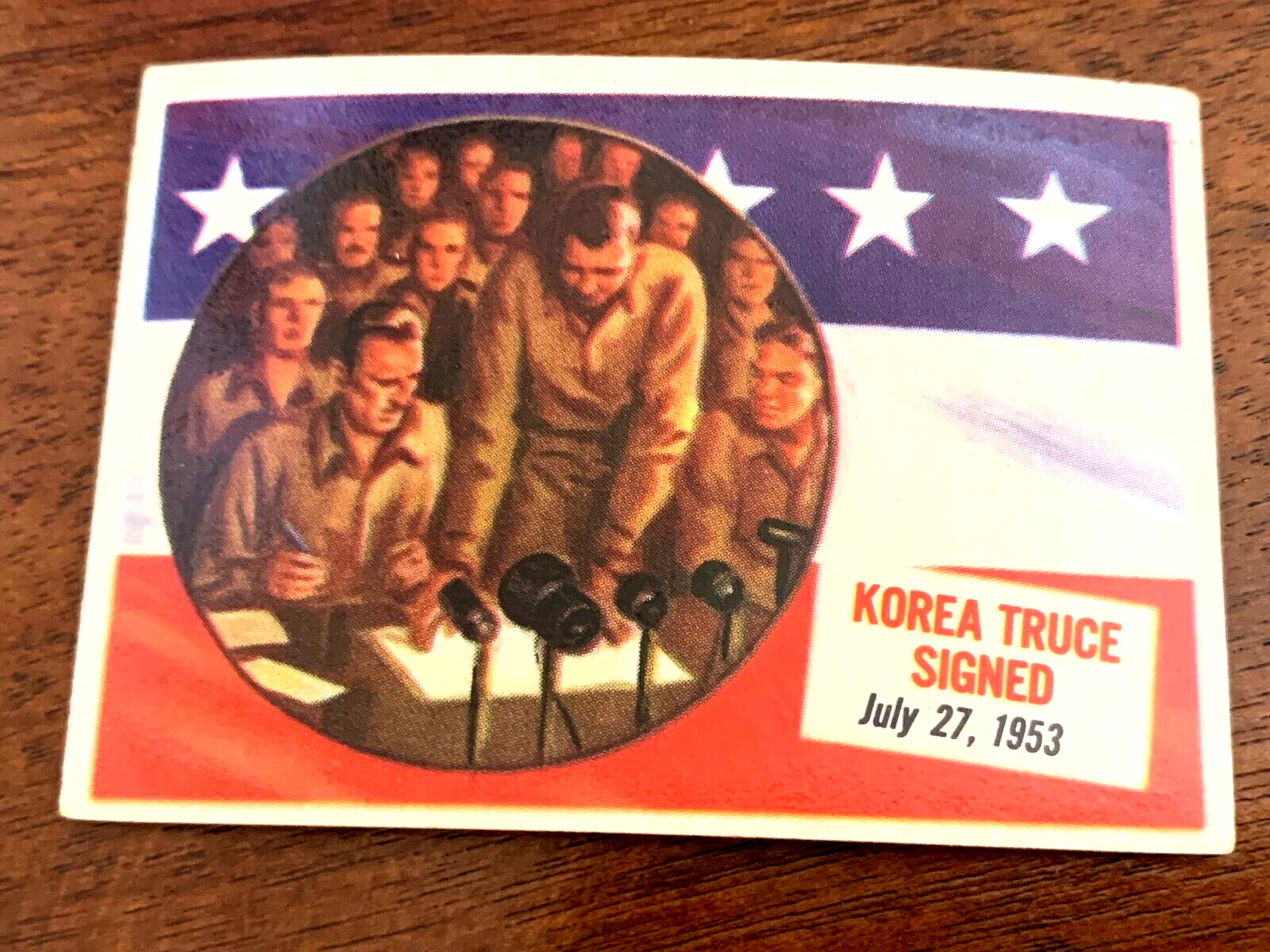 1954 Topps Scoop.  Card #  67 Korea Truce Signed.