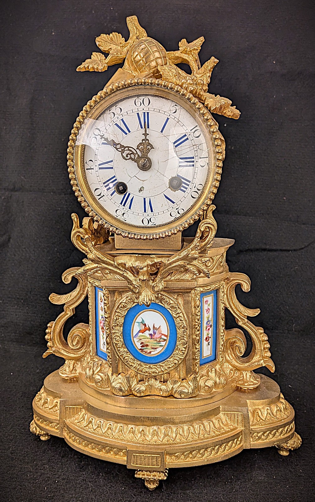 French 19th Century Sevres Gilt Bronze and Porcelain Clock French 19th Century Sevres Gilt Bronze and Porcelain Clock