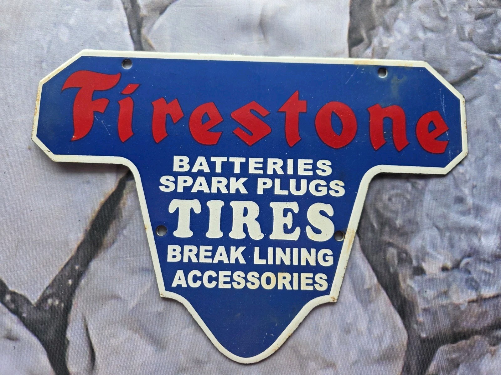 VINTAGE 1960'S FIRESTONE TIRES SERVICE PORCELAIN SIGN 12 VINTAGE 1960'S FIRESTONE TIRES SERVICE PORCELAIN SIGN 12