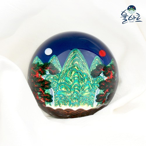 Korean Minhwa Crystal Paperweight Korean Folk Art Calligraphy Desk Decor