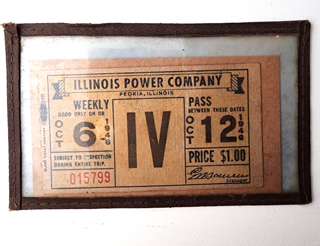 Vintage 1940s Ticket Electric Streetcar St Louis Illinois Power Company OCT 1949