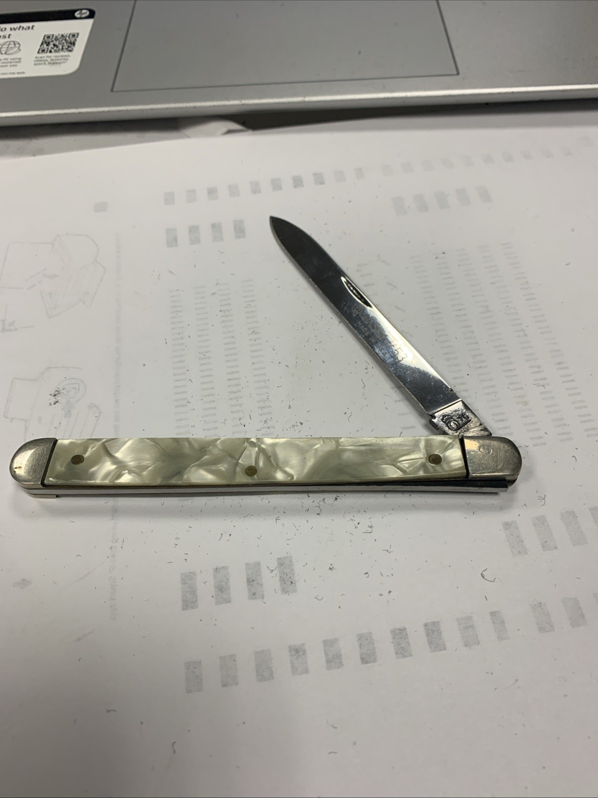 Vintage Queen Steel Stainless Pocket Knife #53 Melon Tester Faux Mother of Pearl Vintage Queen Steel Stainless Pocket Knife #53 Melon Tester Faux Mother of Pearl