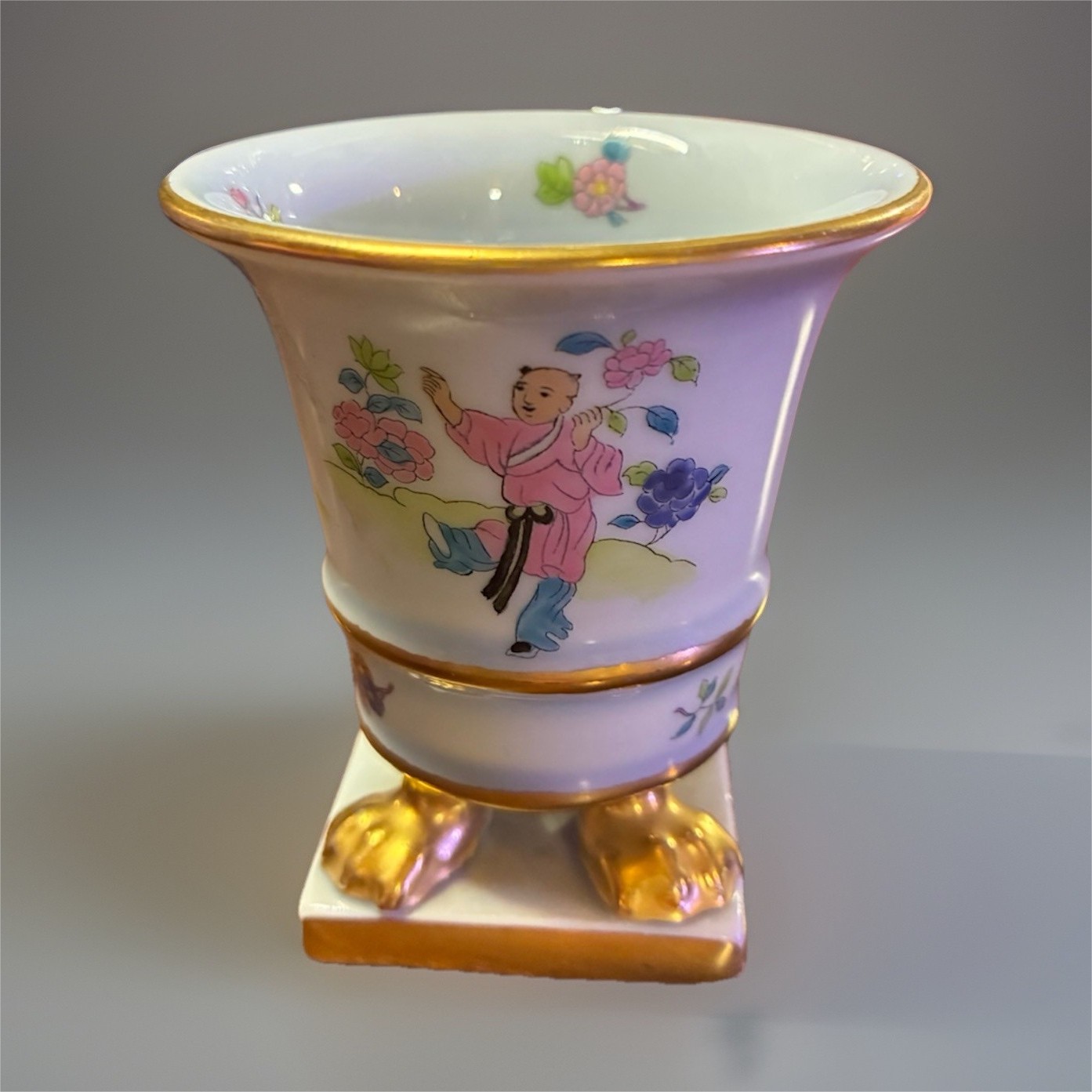 Herend HTF Porcelain Vase Hand Painted Floral oriental Motif 24K Pottery 1939 Herend HTF Porcelain Vase Hand Painted Floral oriental Motif 24K Pottery 1939
