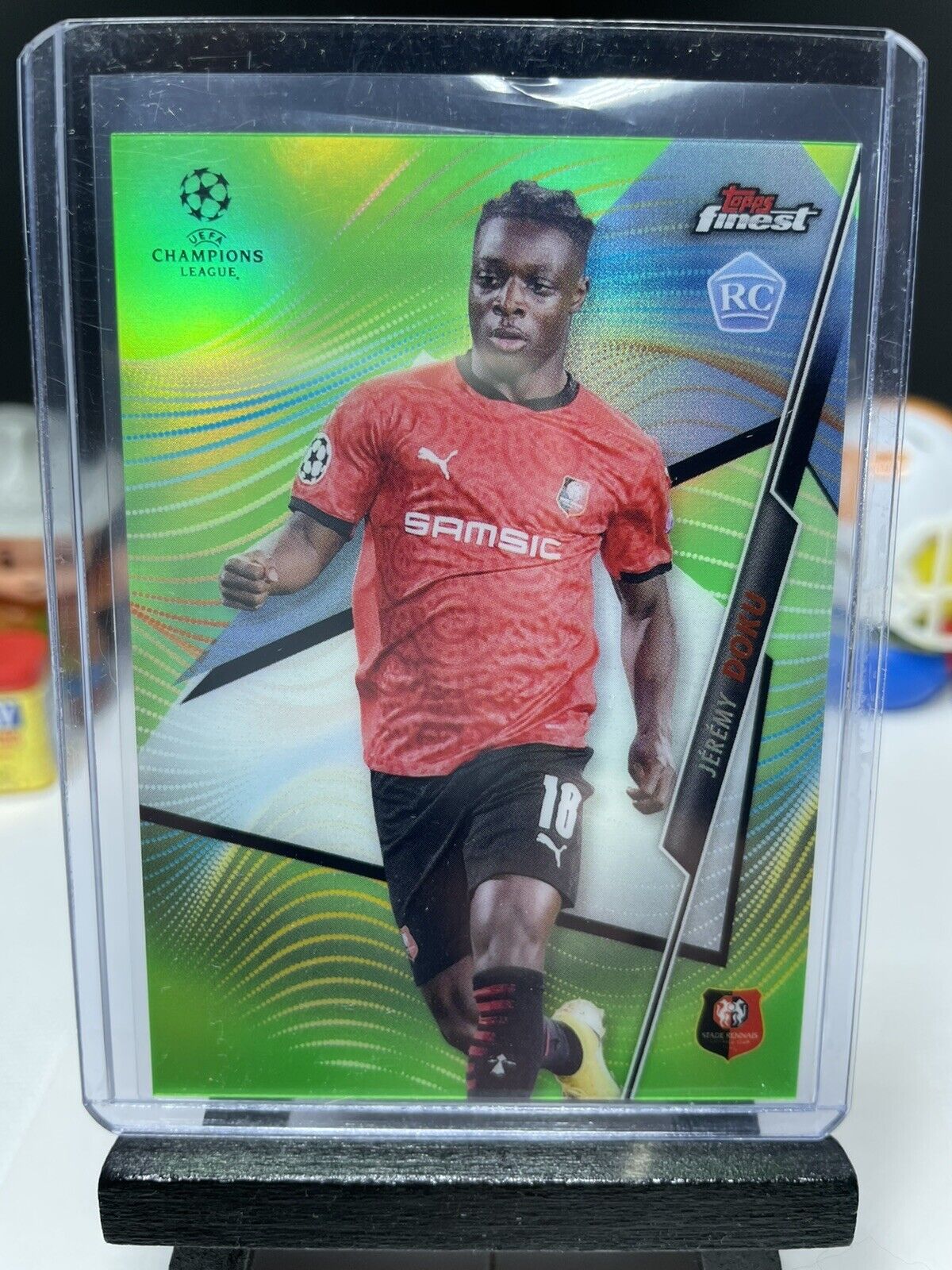 2020-21 Topps Finest UEFA Champions JEREMY DOKU Rookie Green Refractor 34/99 RC