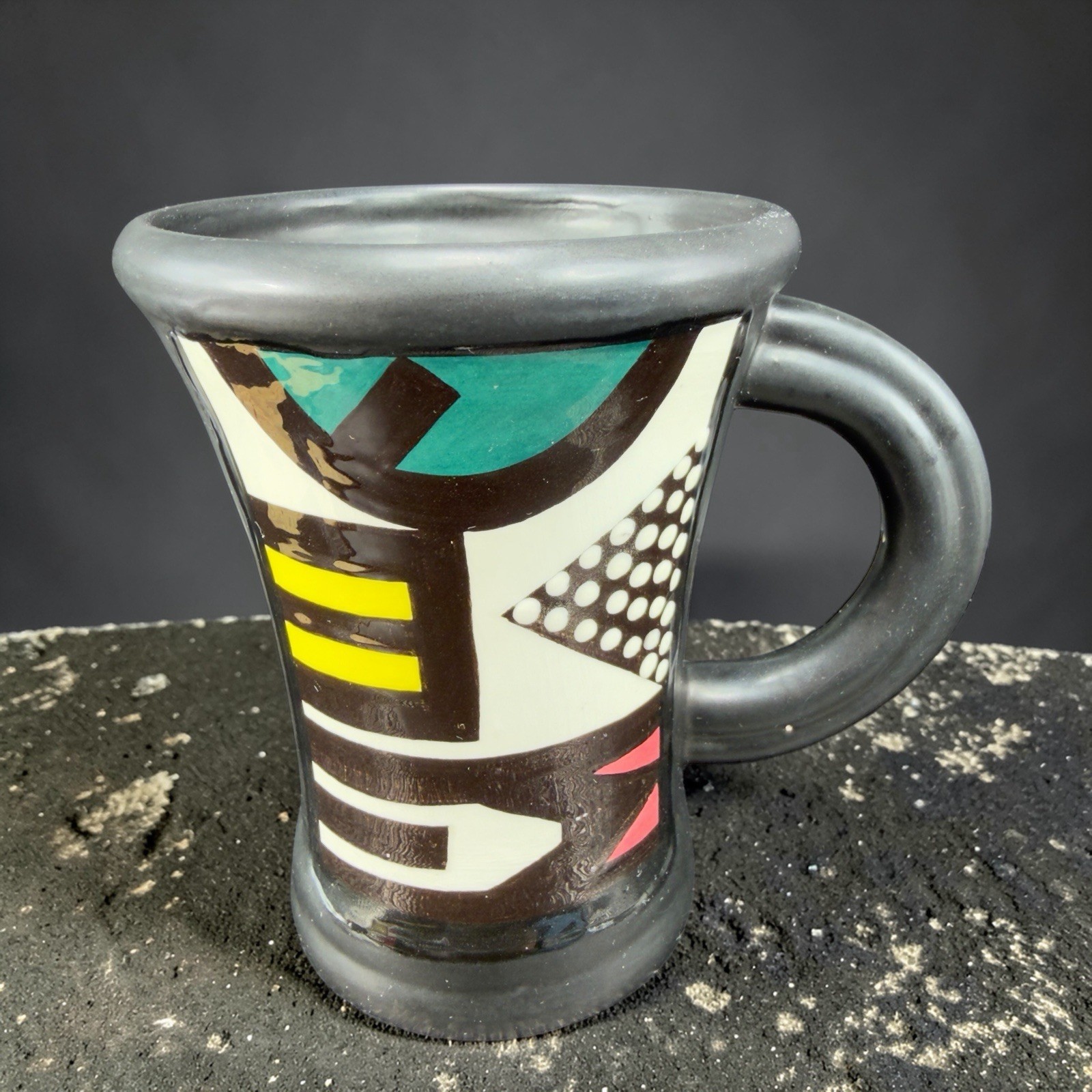 Vintage Hand Made Geometrical Postmodernism Art Pottery Coffee Mug Cup Decor VTG Vintage Hand Made Geometrical Postmodernism Art Pottery Coffee Mug Cup Decor VTG