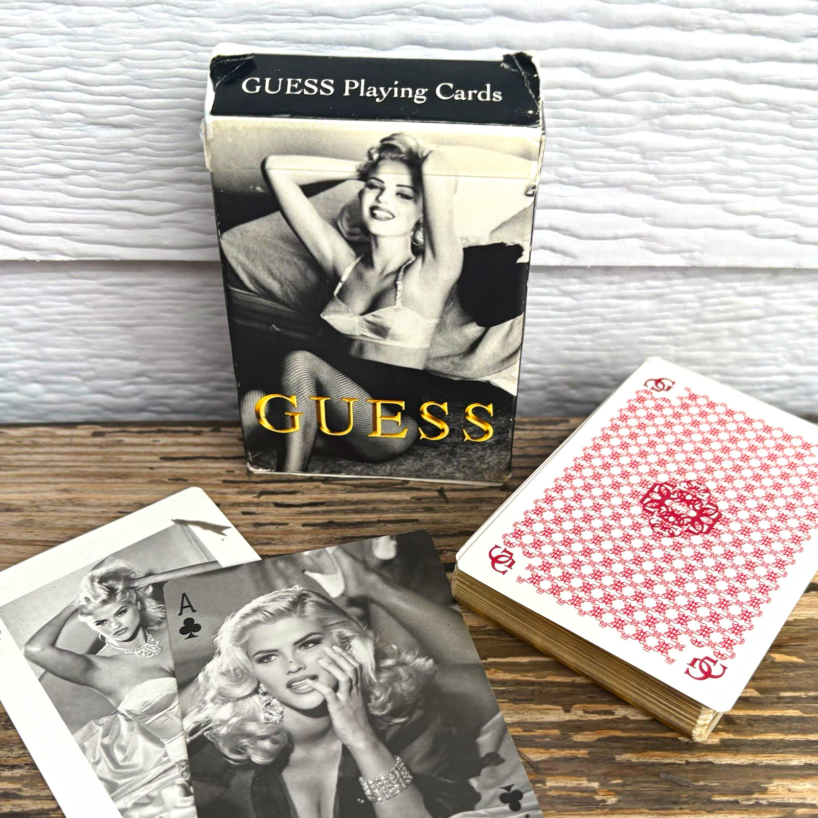 Vintage 90s GUESS Playing Cards Deck Anna Nicole Smith Black & White Rare Model Vintage 90s GUESS Playing Cards Deck Anna Nicole Smith Black & White Rare Model