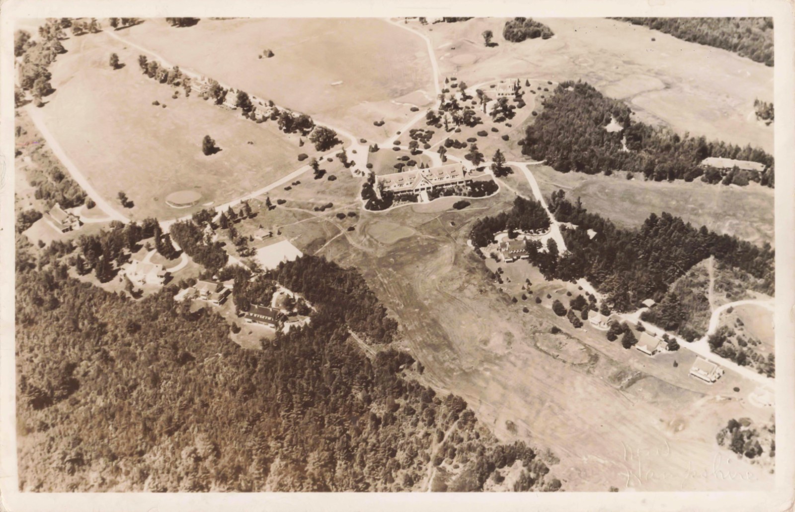 Bald Peak Colony Club Melvin Village NH Vintage Aerial Postcard RPPC 1920s RARE