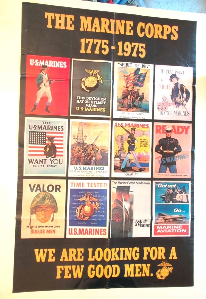 Vintage 1974 US Marine Corps Poster 1775-1975 Few Good Men Recruiting Mailer EGA Vintage 1974 US Marine Corps Poster 1775-1975 Few Good Men Recruiting Mailer EGA