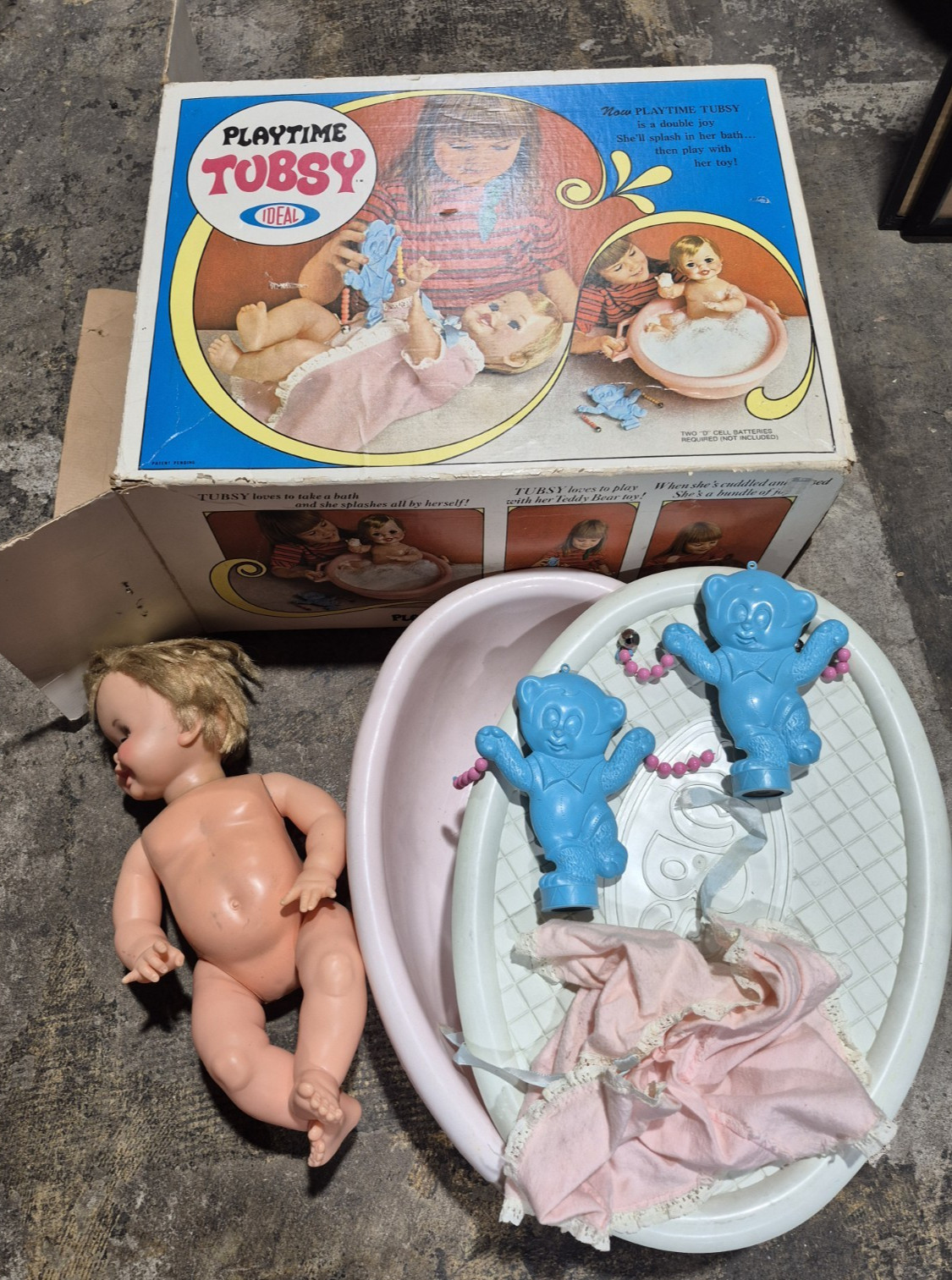 Vintage Ideal Playtime Tubsy Baby Doll w/ORIGINAL Box & Tub Accessory RARE 1967 Vintage Ideal Playtime Tubsy Baby Doll w/ORIGINAL Box & Tub Accessory RARE 1967