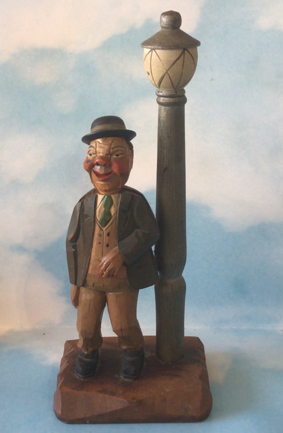Anri Hand Carved, Painted Drunk On Lamppost W/ Bottle Opener, Corkscrew Bar Set Anri Hand Carved, Painted Drunk On Lamppost W/ Bottle Opener, Corkscrew Bar Set