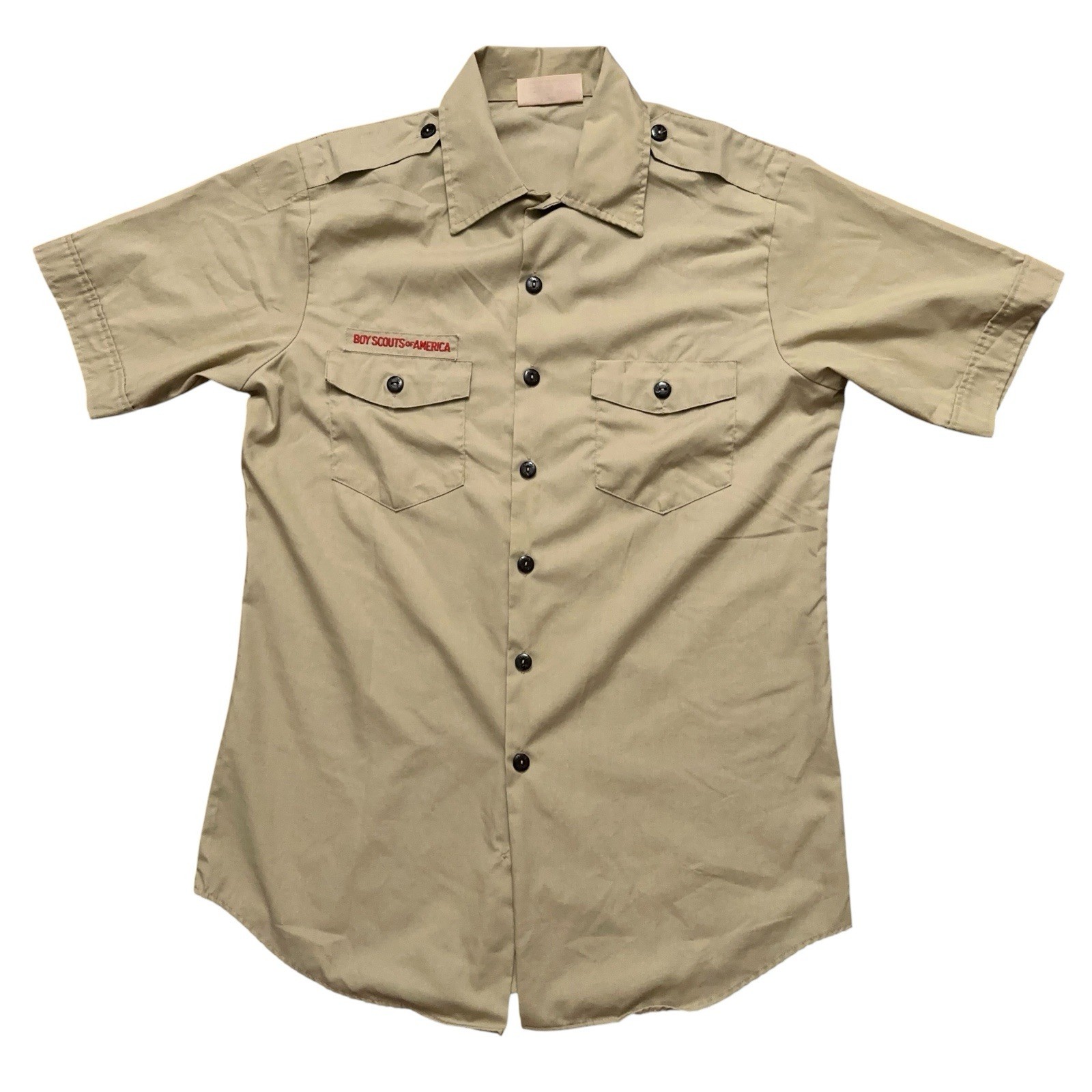 Vintage 80s BSA Boy Scouts of America Official Button Shirt Uniform Beige Mens M Vintage 80s BSA Boy Scouts of America Official Button Shirt Uniform Beige Mens M