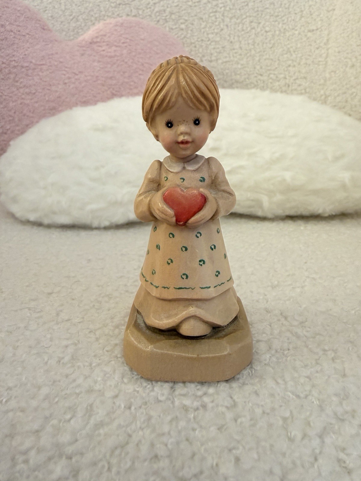 Vintage ANRI Sarah Kay Wood Carved Girl w Heart Vintage ANRI Sarah Kay Wood Carved Girl w Heart