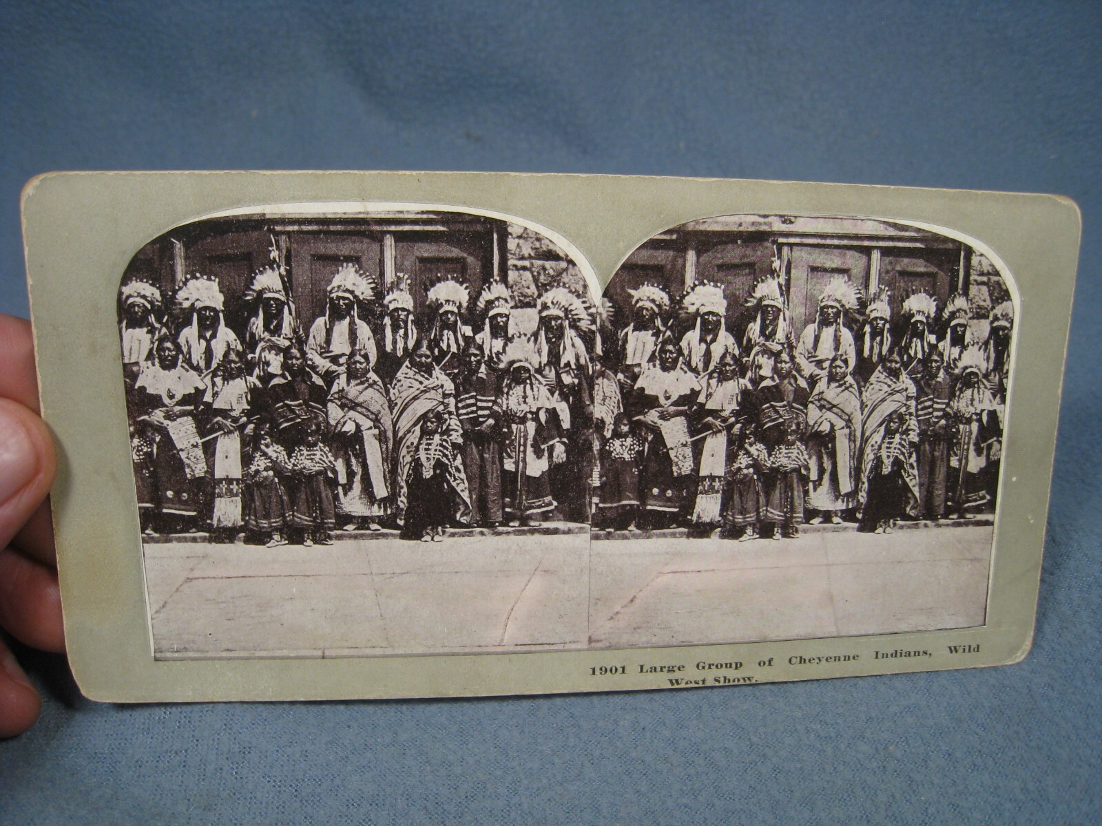 Antique Large Group of Cheyenne & Souix Indians Steroview Card Antique Large Group of Cheyenne & Souix Indians Steroview Card