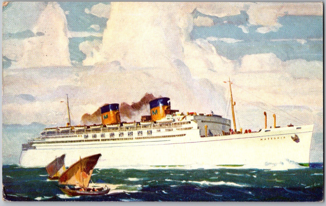 Vintage 1938 Postcard ~ SS Matsonia Giant White Liner to Hawaii Ship