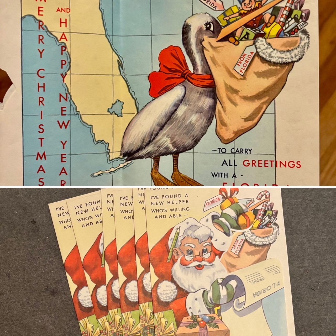 6 Vintage 1950s Florida Christmas Cards - Unused 6 Vintage 1950s Florida Christmas Cards - Unused