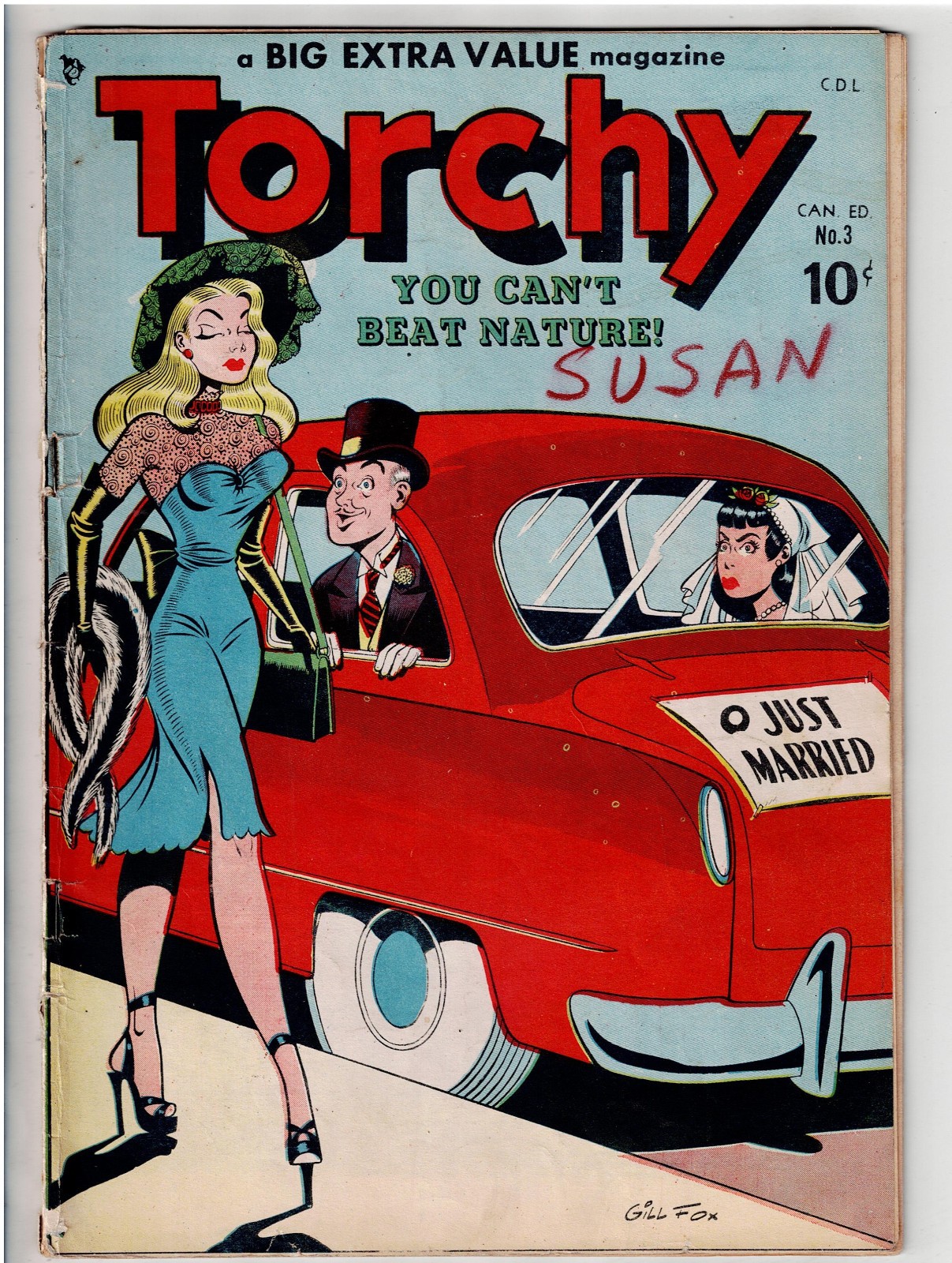 TORCHY #3 (1950) COVER ATTACHED RARE GGA GOLDEN AGE