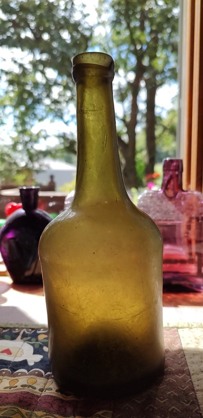 Black Glass Dutch Long Neck Porter Bottle, Half Size 1760-1780 Black Glass Dutch Long Neck Porter Bottle, Half Size 1760-1780