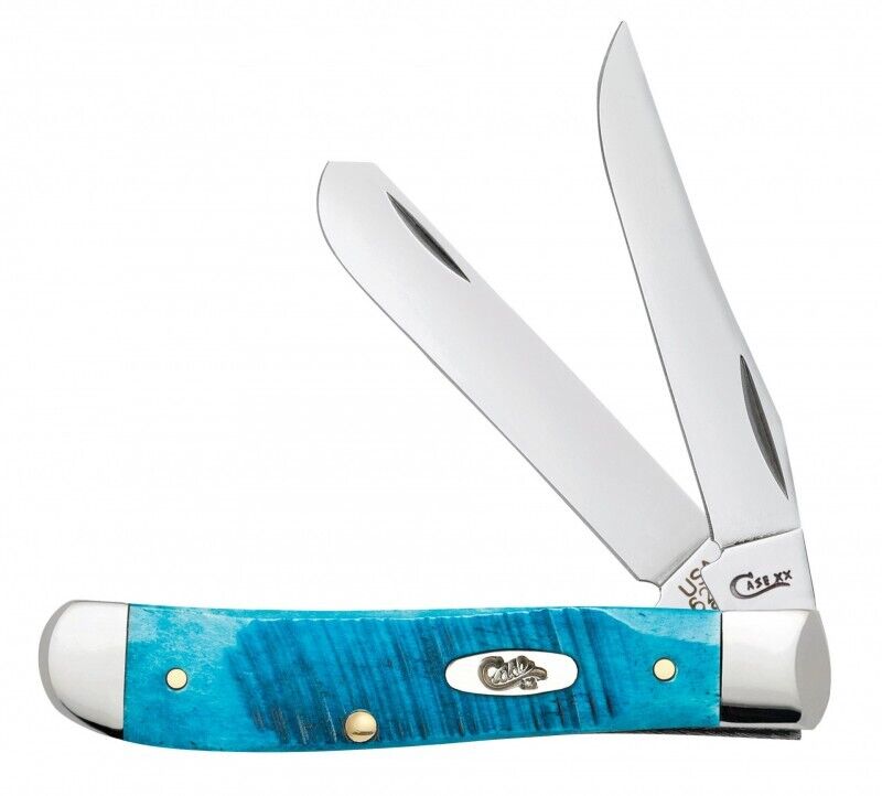 Case xx Mini Trapper Knife Sawcut Caribbean Blue Bone Stainless Pocket 25593