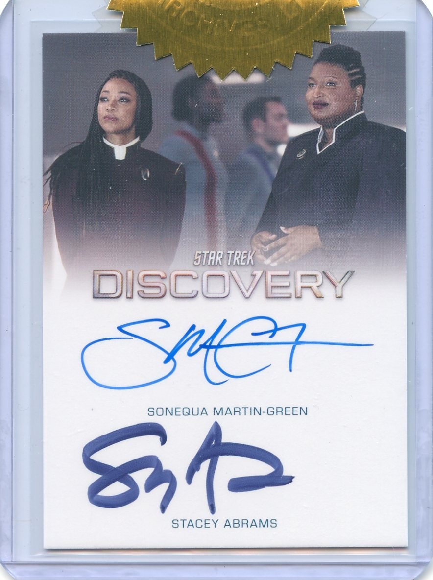 VHTF Star Trek Discovery S4 Dual Autograph of Sonequa Martin-Green Stacey Abrams VHTF Star Trek Discovery S4 Dual Autograph of Sonequa Martin-Green Stacey Abrams
