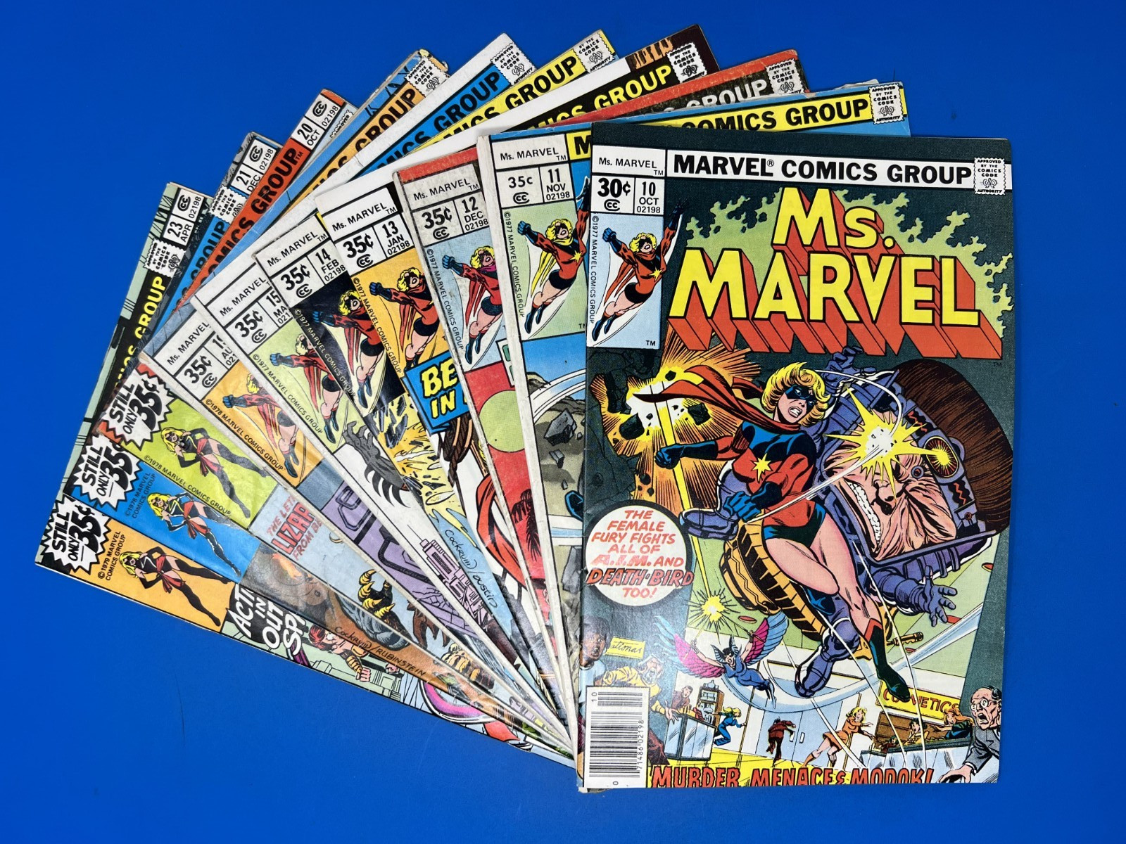 Ms. Marvel, Incomplete Run #10-23, 1976, Lot of 10 Comics Ms. Marvel, Incomplete Run #10-23, 1976, Lot of 10 Comics