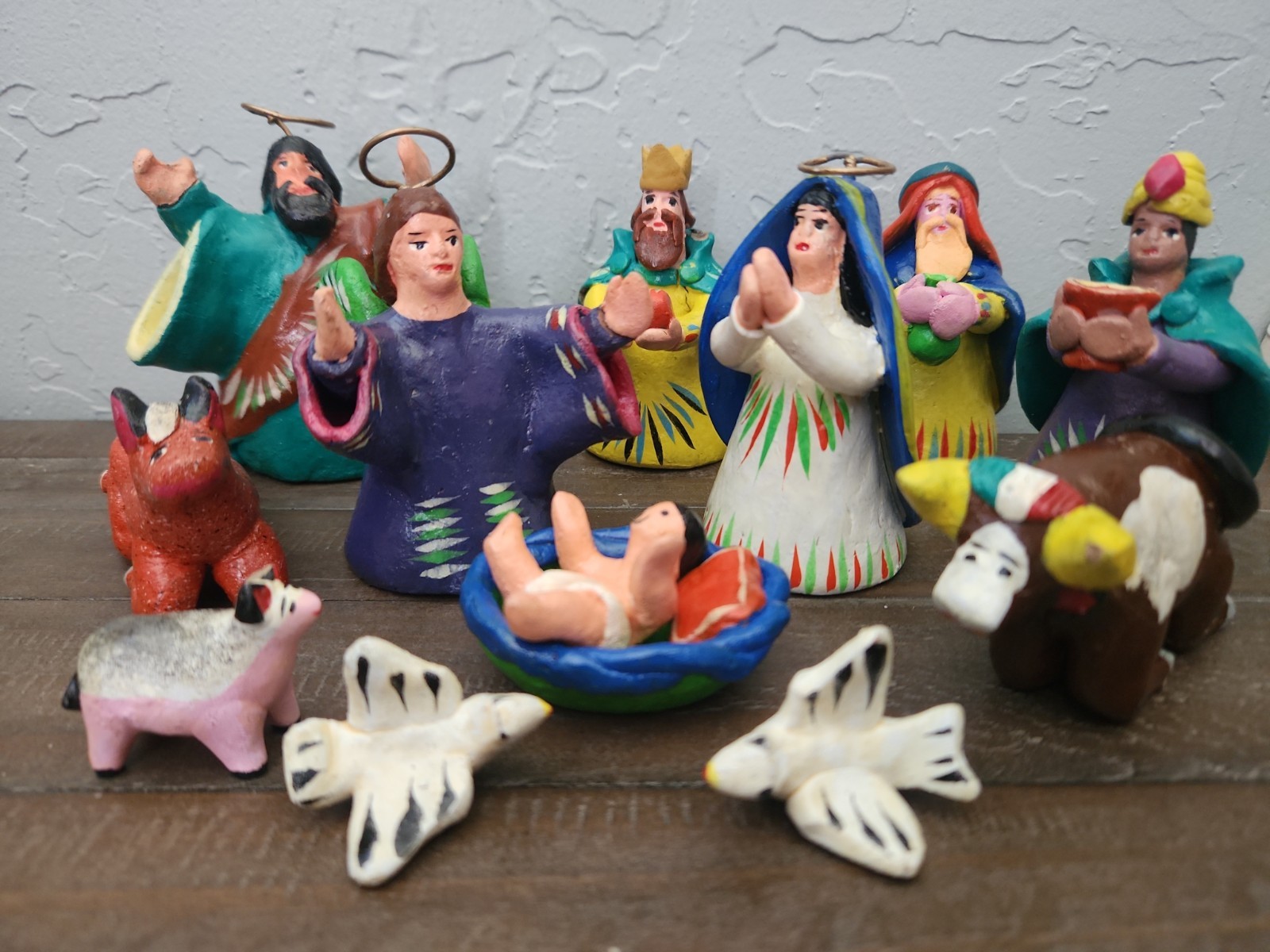 Vintage Mexican Ortega Folk Art Pottery Nativity Scene Set Vintage Mexican Ortega Folk Art Pottery Nativity Scene Set