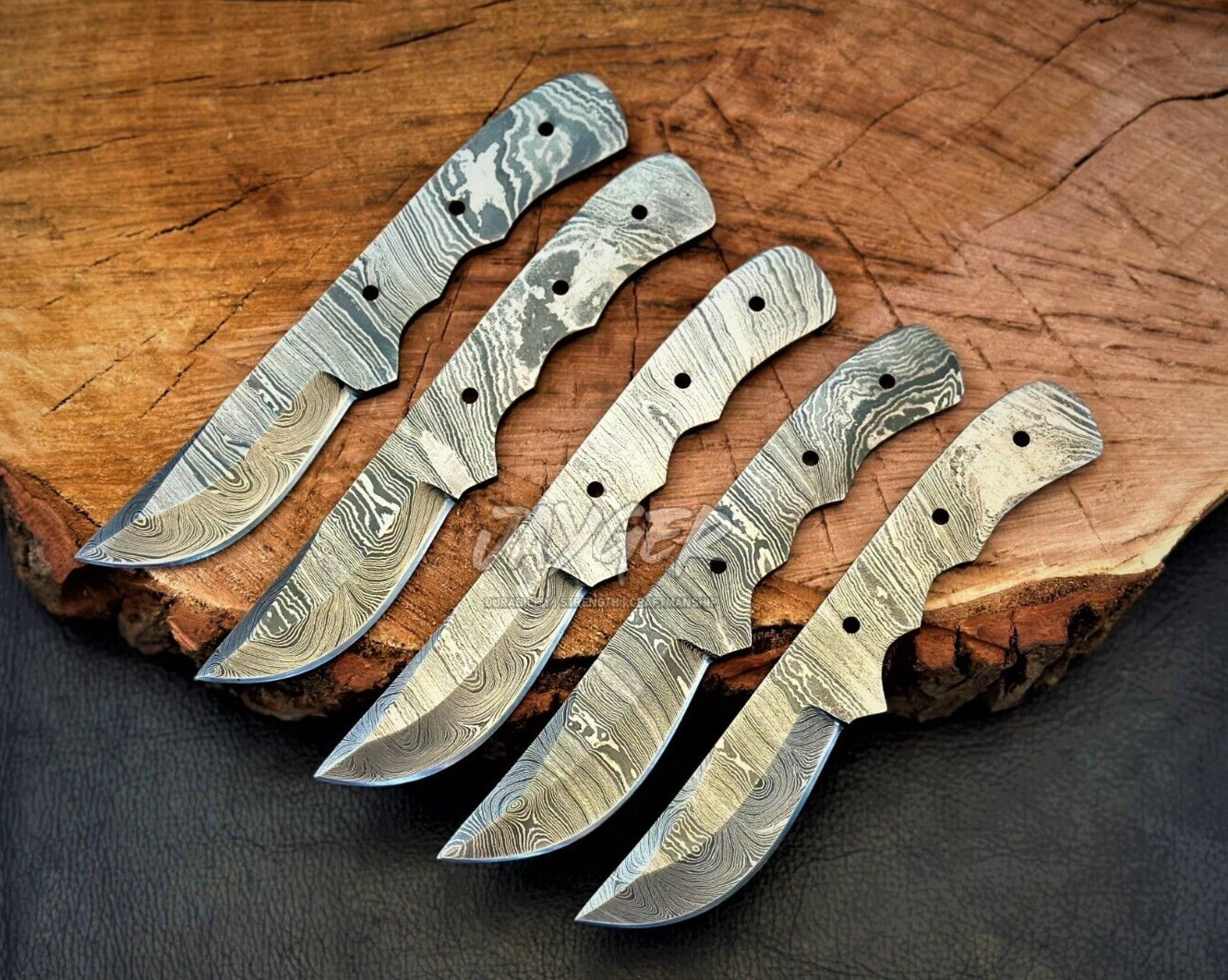 Handmade Damascus Steel Knife Blank Blades | Set of 5 | Forged in Coal | b17