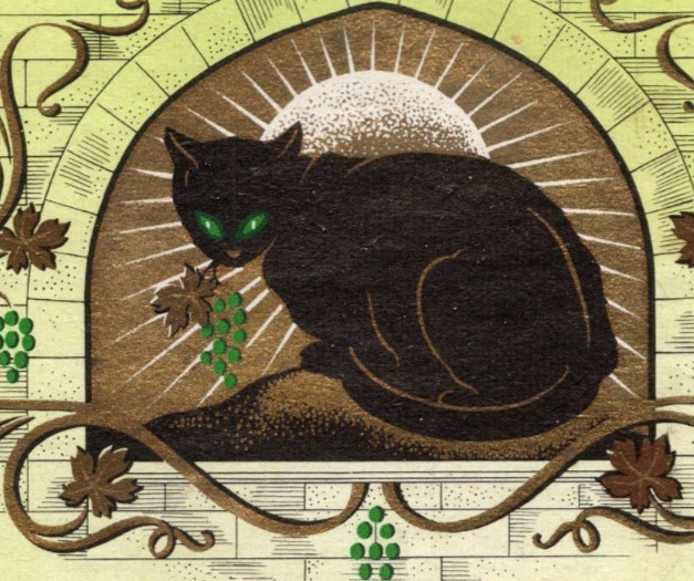 1969 Zeller Schwarze Katz German Wine Bottle Label Black Cat 1969 Zeller Schwarze Katz German Wine Bottle Label Black Cat