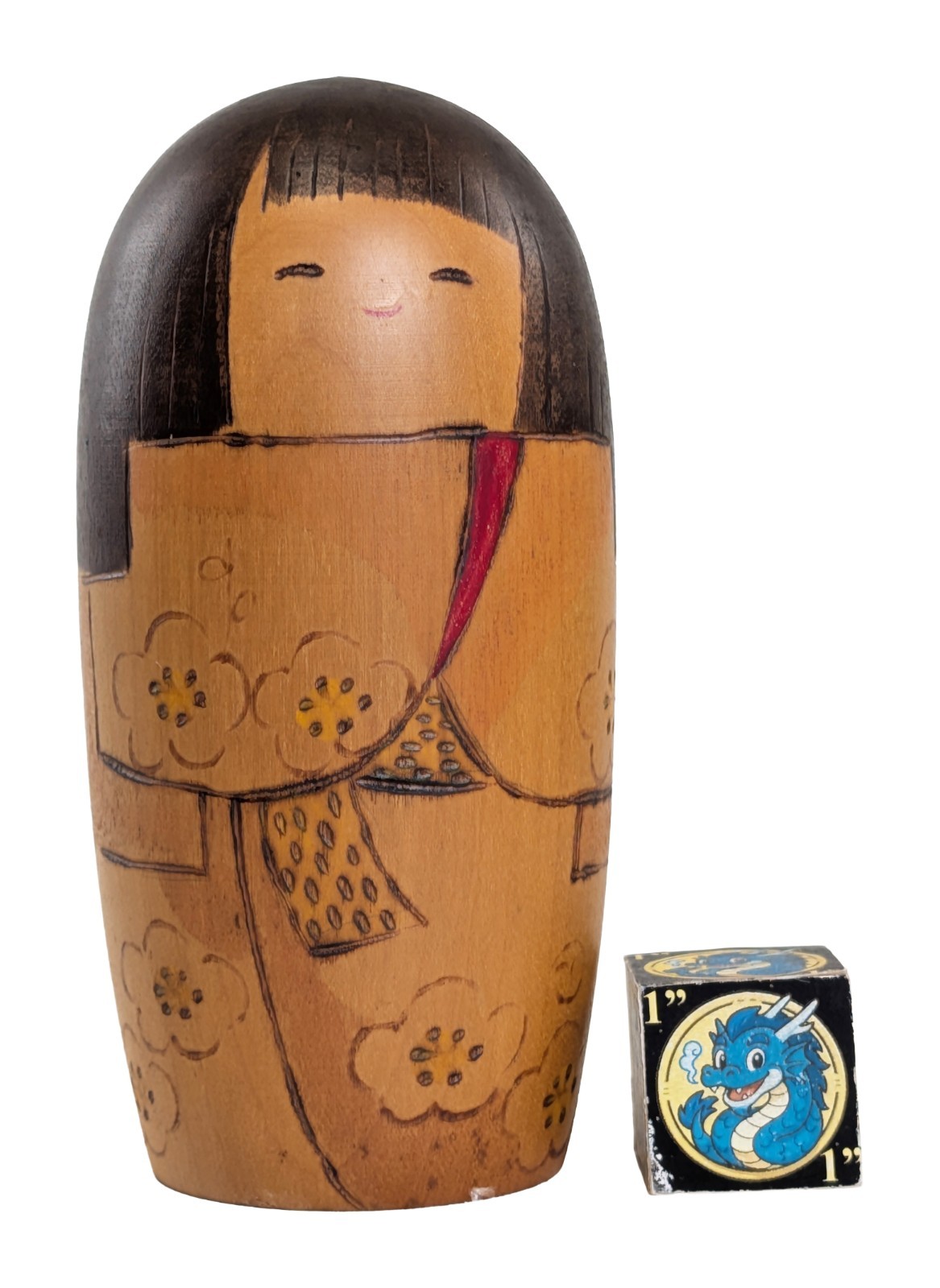 Vintage Creative Kokeshi Doll Girl in Floral Kimono by Ohtani Yoshio 5.3\