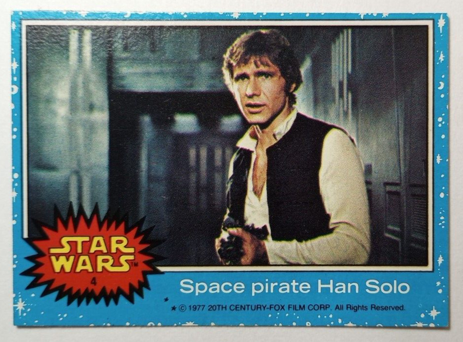 1977 Topps Star Wars Series I Blue Card #4 Space Pirate Han Solo Rookie